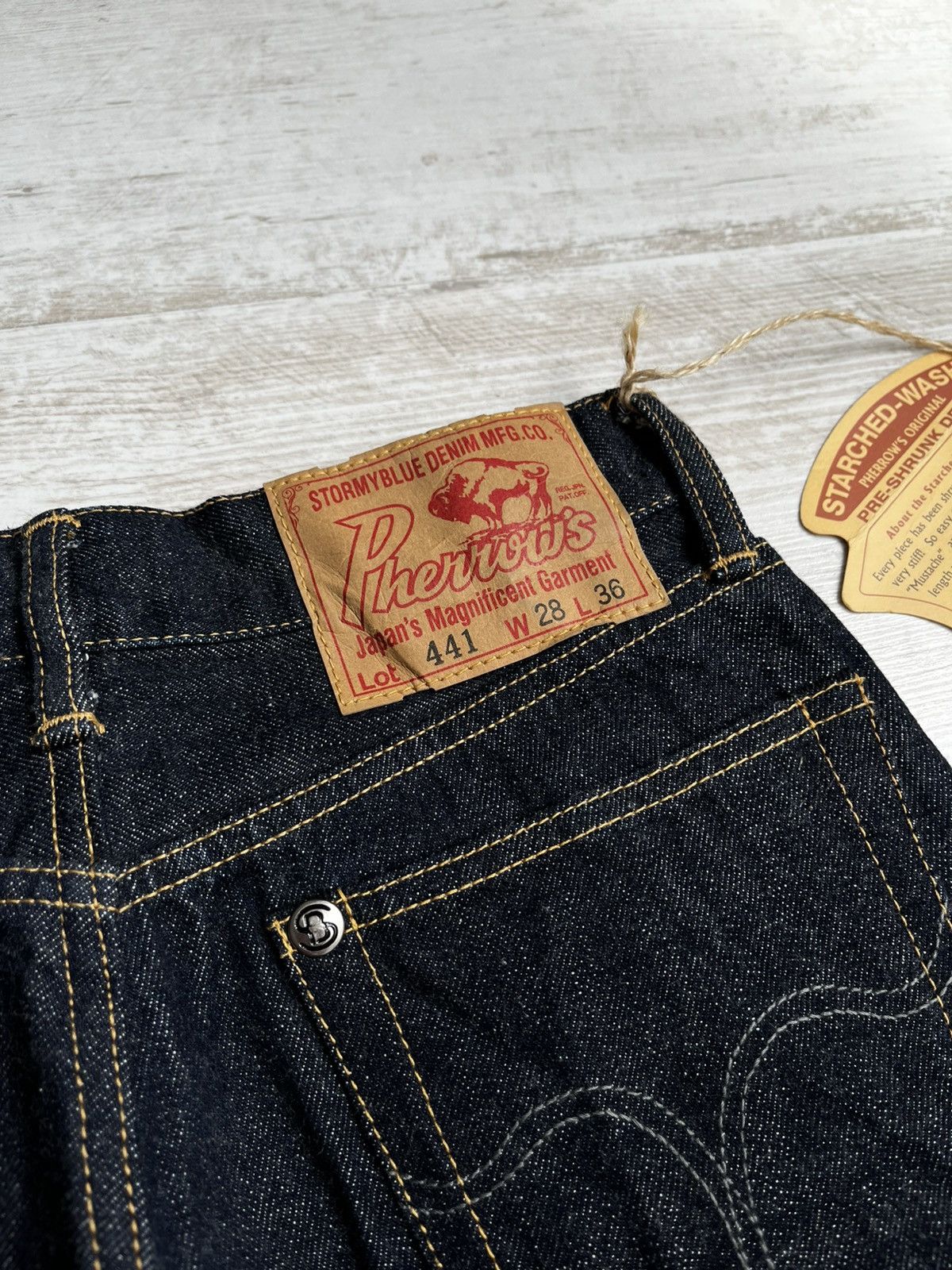 Japanese Brand Pherrows Stormy Blue Lot 441 Selvedge Blue Denim Jeans 28/36 Size US 28 / EU 44 - 4 Thumbnail