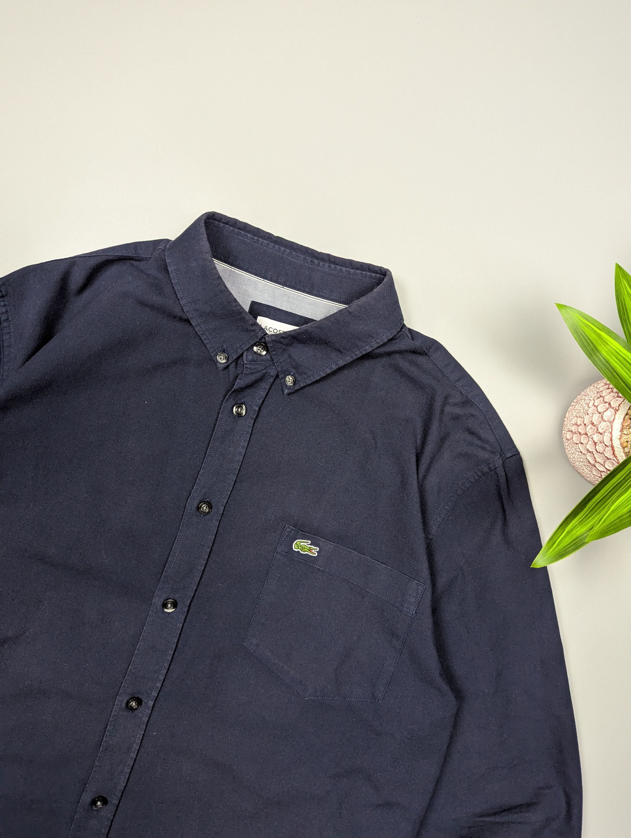 Lacoste LACOSTE Men's Loose Dark Blue Button Down Shirt Size US XL / EU 56 / 4 - 4 Thumbnail