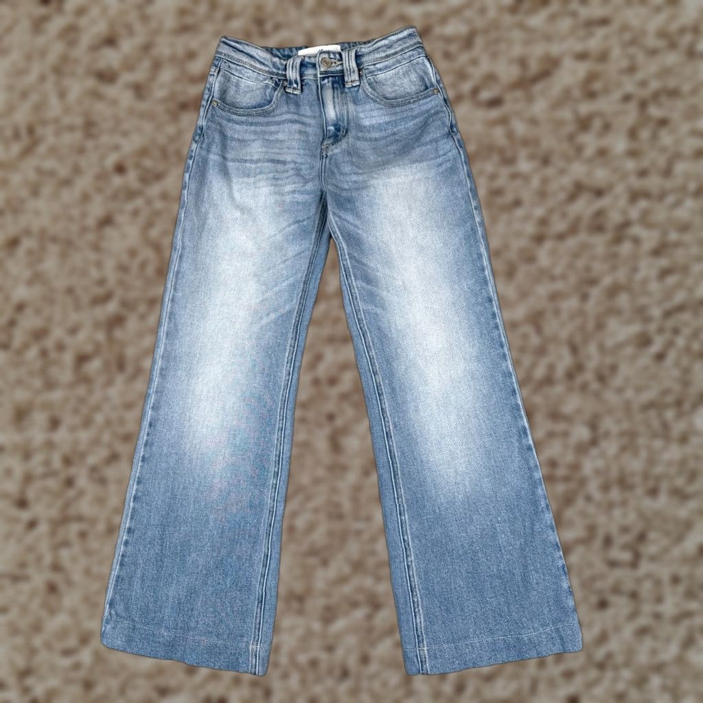 Madewell Dazy Jeans Women Jeans Wide-Leg 0 Blue Denim Mid Rise 24x27 Cotton Blend Medium Wash Madewell 5-Pocket Design Retro American Western Mens? Size 25" / US 0 / IT 36 - 1 Thumbnail