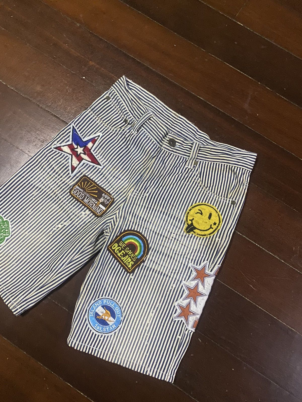 If Six Was Nine × Japanese Brand HICKORY STRIPED SHORT embroided patchwork Size US 31 - 4 Thumbnail