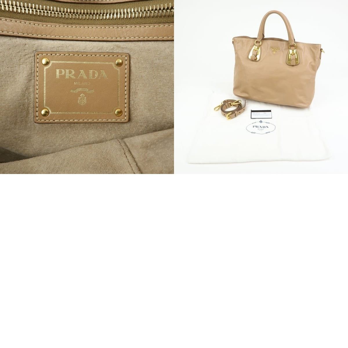 Prada Prada Soft Calf Leather Shoulder Bag Tan Size ONE SIZE - 8 Thumbnail