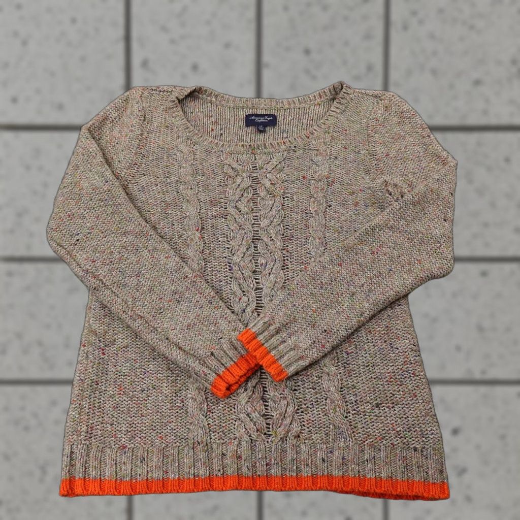 American Eagle Outfitters American Eagle Sweater Womens L Gray Silk Wool Cable Knit Crewneck Sweat er Size L / US 10 / IT 46 - 1 Thumbnail