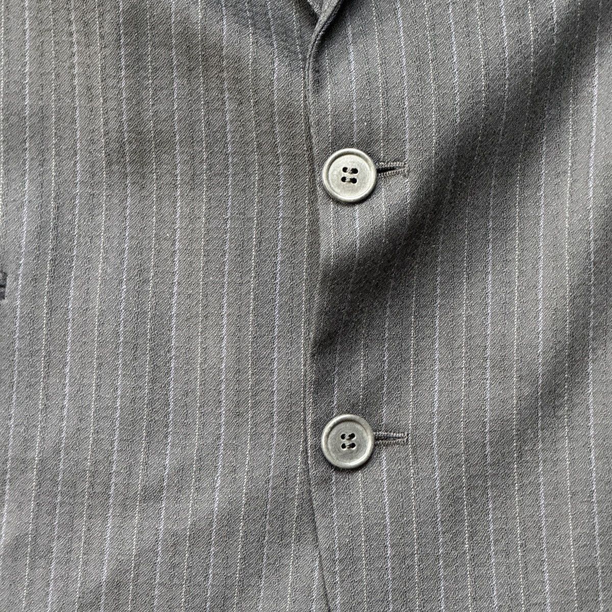 Yves Saint Laurent Vintage Yves Saint Laurent Mens Gray Wool 80s Pinstripe Size 46R - 2 Thumbnail