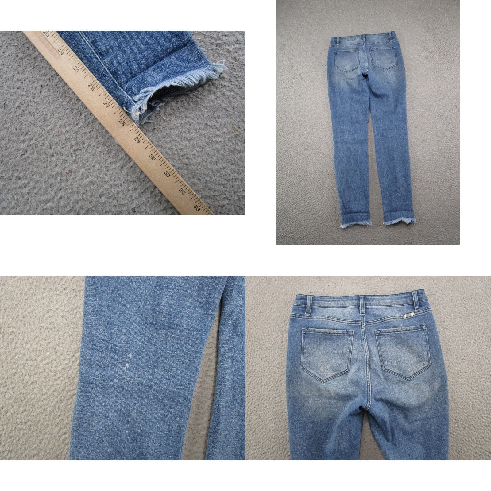 Vintage Kancan Jeans Womens Size 27 Blue Stretch Distressed Button Fly 5-Pocket Skinny Denim High Rise Regular Modern Feel Size 27" / US 4 / IT 40 - 9 Thumbnail