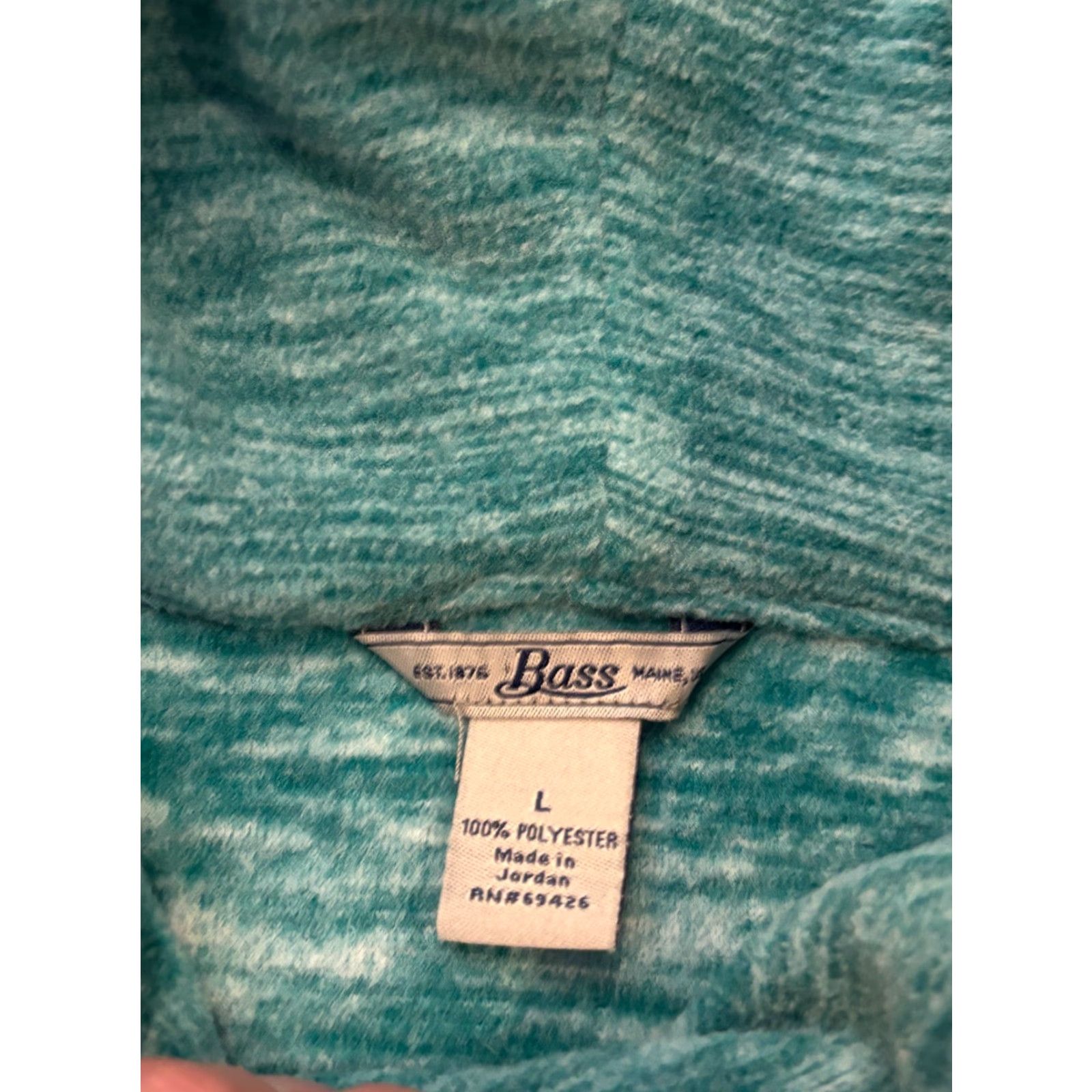 Talbots Bass Sweater Womens Large Green Teal Long Sleeve Cowl Neck Fleece Pullover Size L / US 10 / IT 46 - 2 Thumbnail