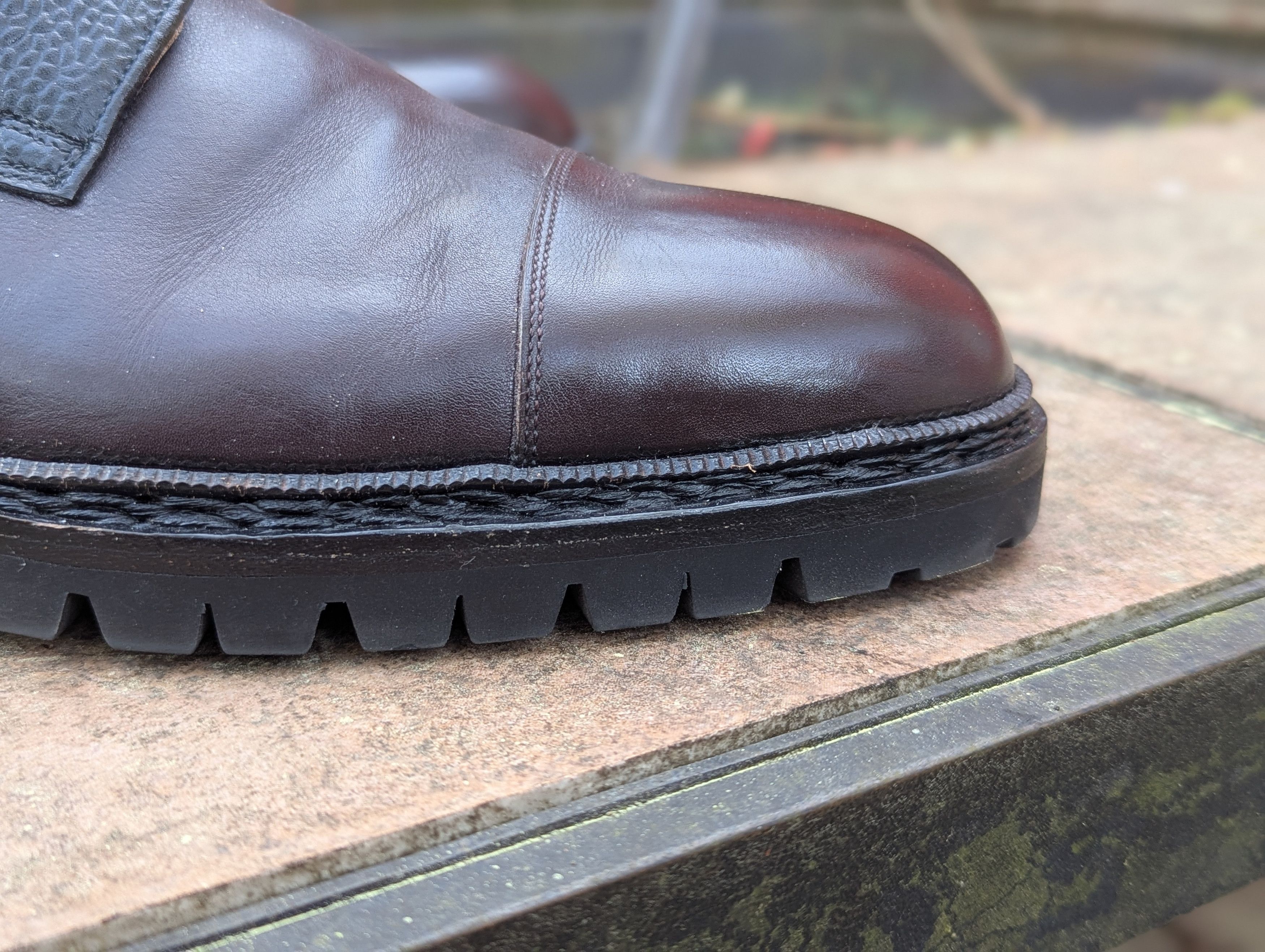 Vass Valway Urban Commando Boots in Plum and Black Pebble Calf Size US 11.5 / EU 44-45 - 4 Thumbnail