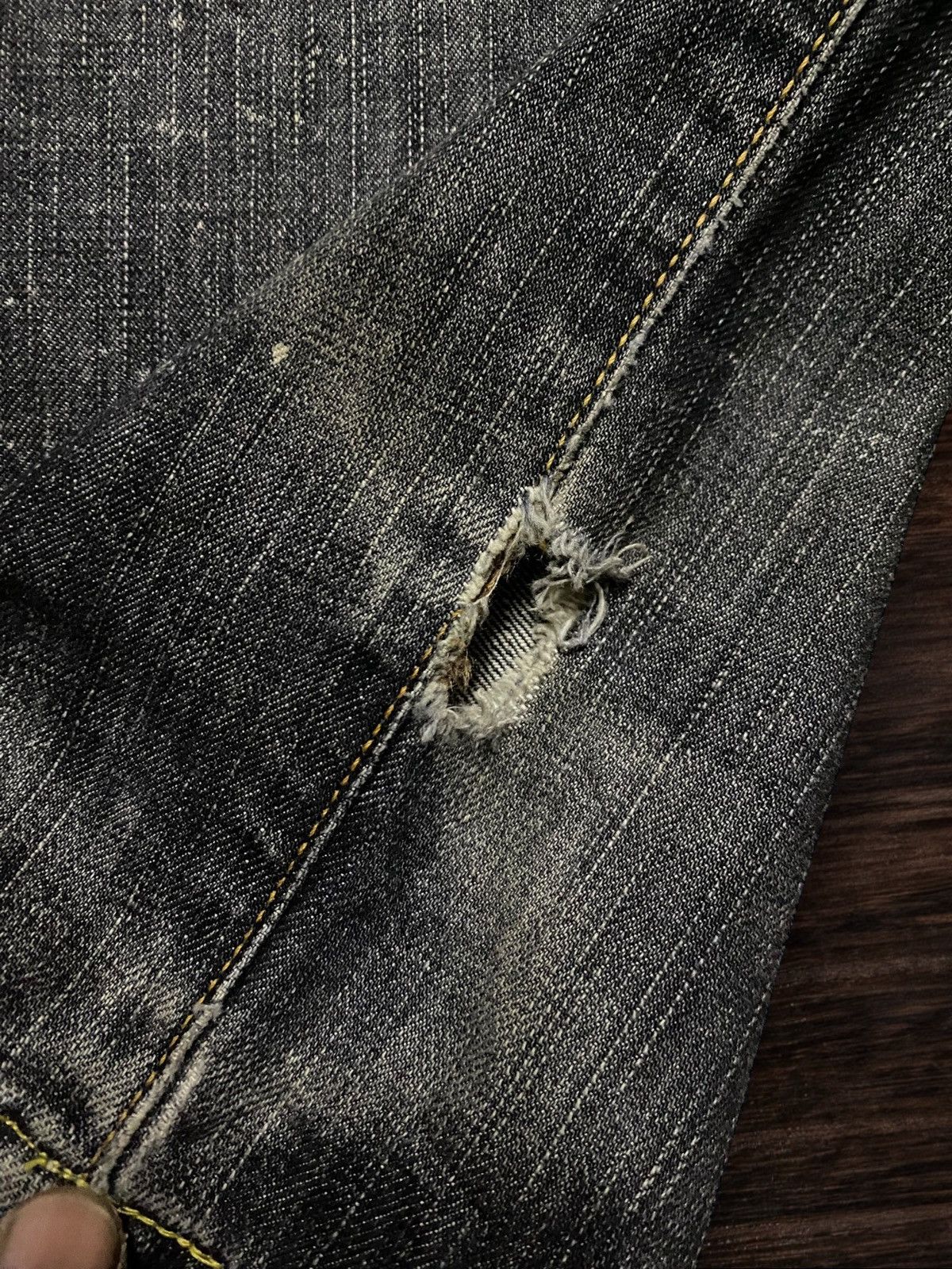 Japanese Brand Edwin 503 Denim Acid Wash Stain Distressed Loose Jeans Size US 30 / EU 46 - 16 Thumbnail