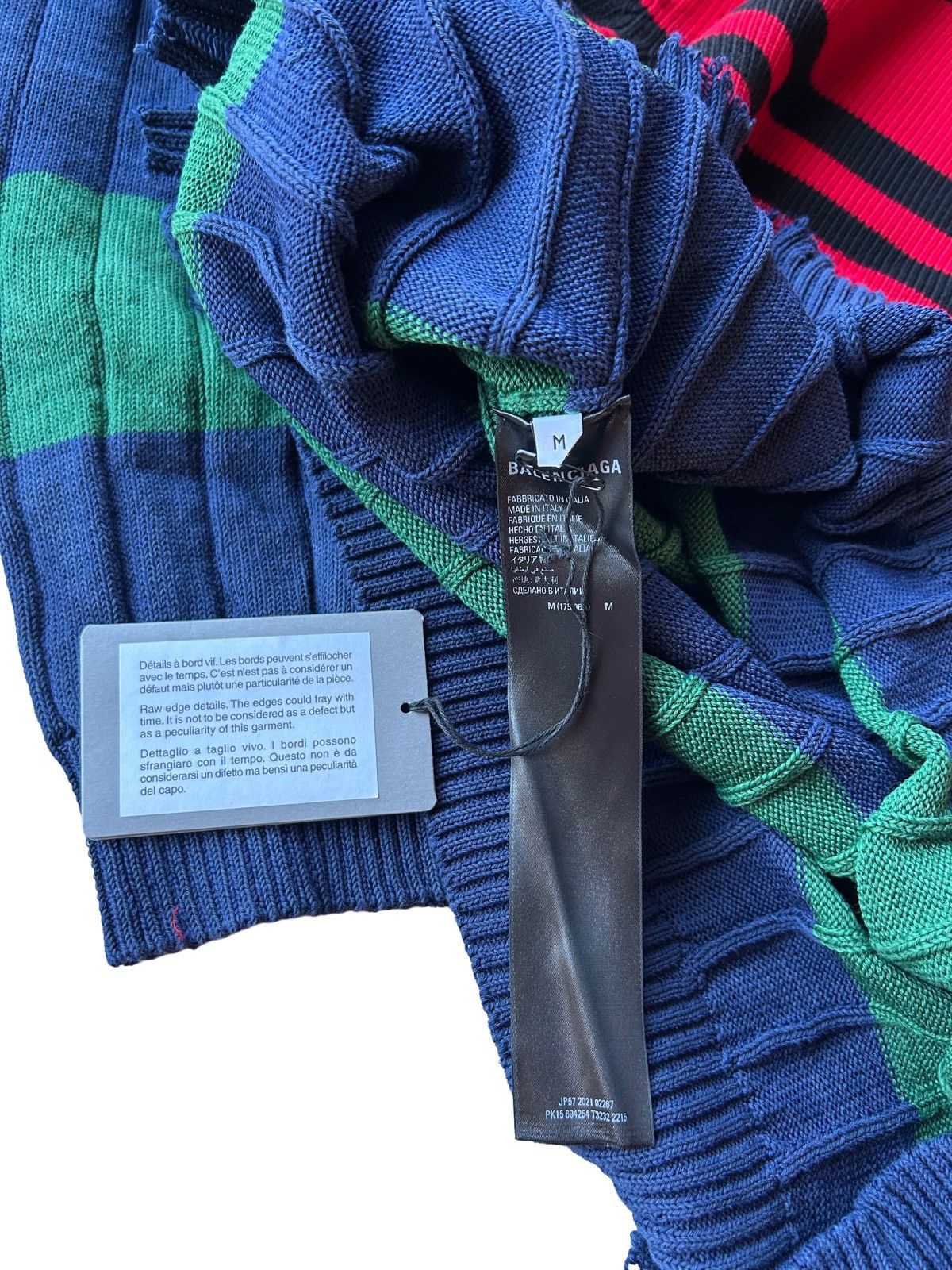 Balenciaga Balenciaga 3B Logo Destroyed Multicolor Knit Sweater Size US M / EU 48-50 / 2 - 10 Thumbnail