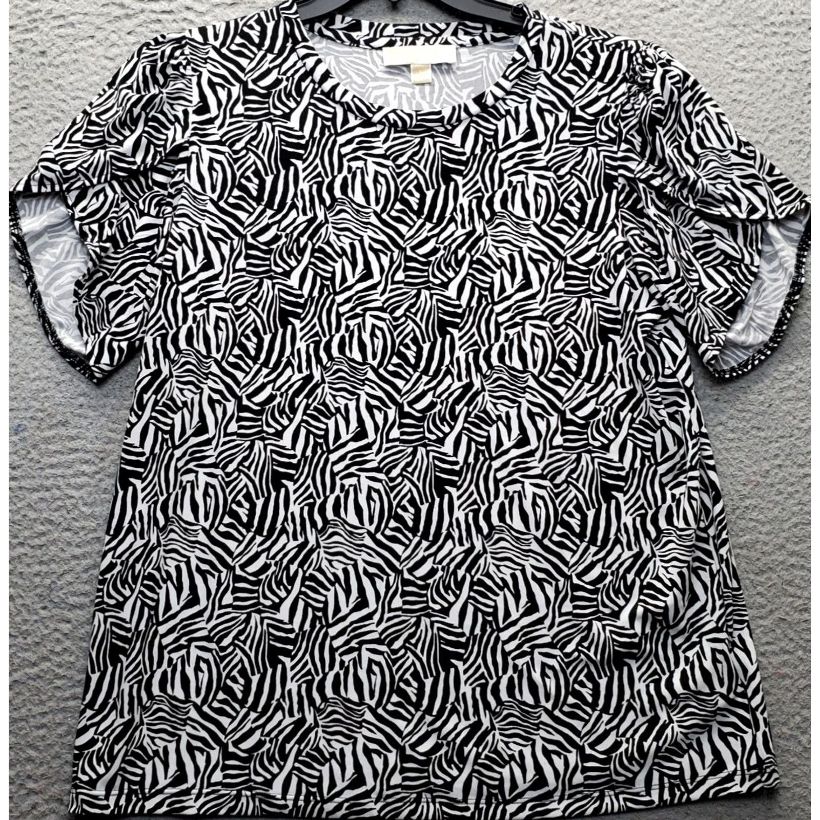Michael Kors Michael Kors Blouse Womens L Multi Zebra Print Tulip Sleeve Round Neck Shirt Womens Size L Color Multicolor Size L / US 10 / IT 46 - 2 Thumbnail