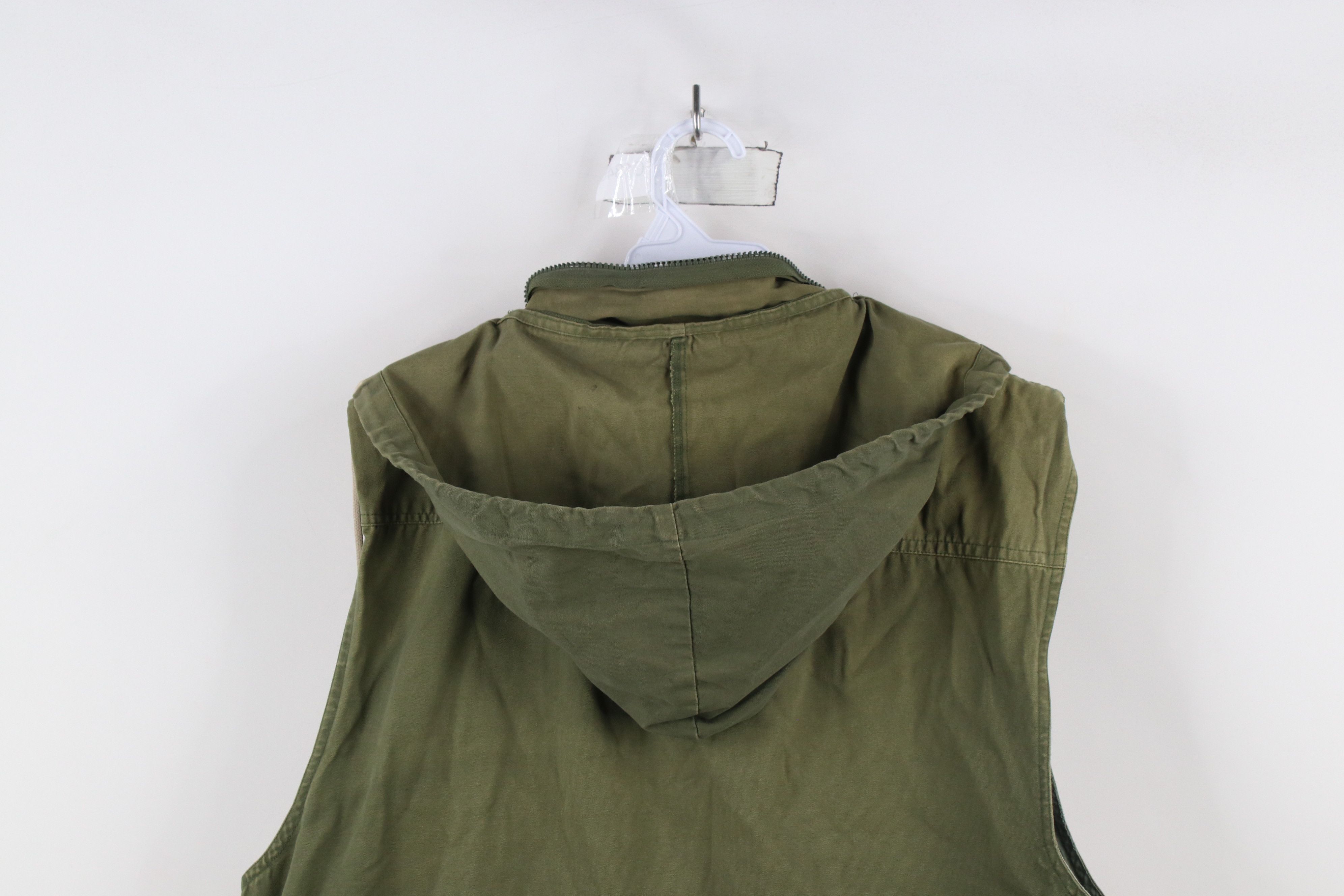 Vintage Vintage 90s Streetwear Tactical Hooded Vest Jacket Green Size US L / EU 52-54 / 3 - 17 Thumbnail