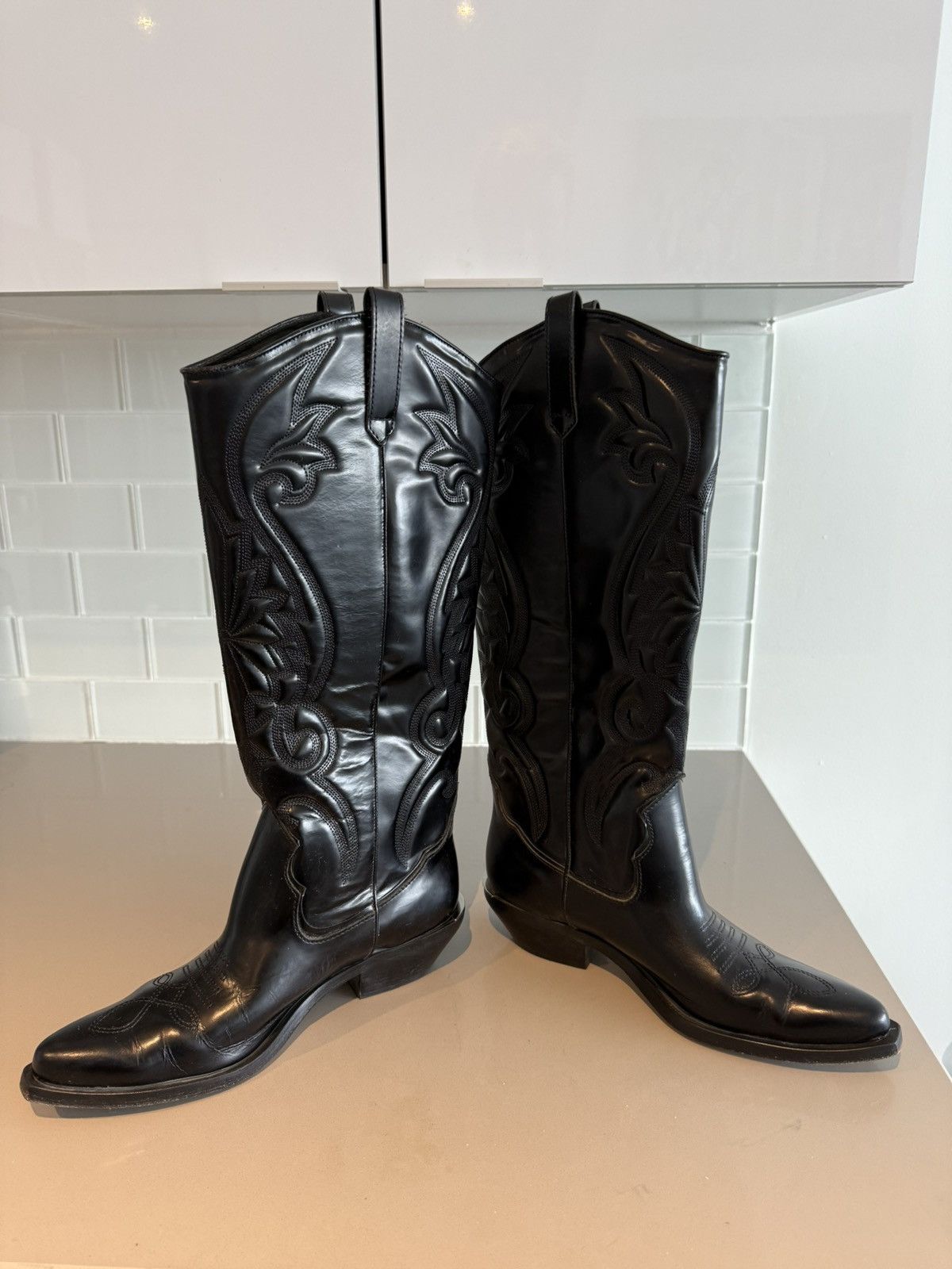 SCHUTZ Schutz Black Leather Western Boots — Size 10 (Women’s) Size US 10 / IT 40 - 2 Thumbnail