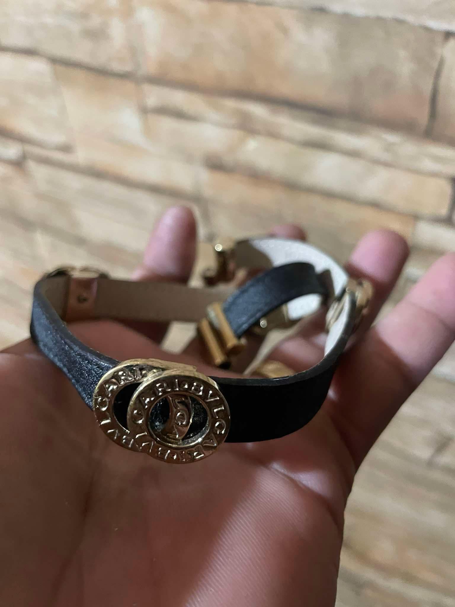 BVLGARI Double Coiled Bracelet Leather Black