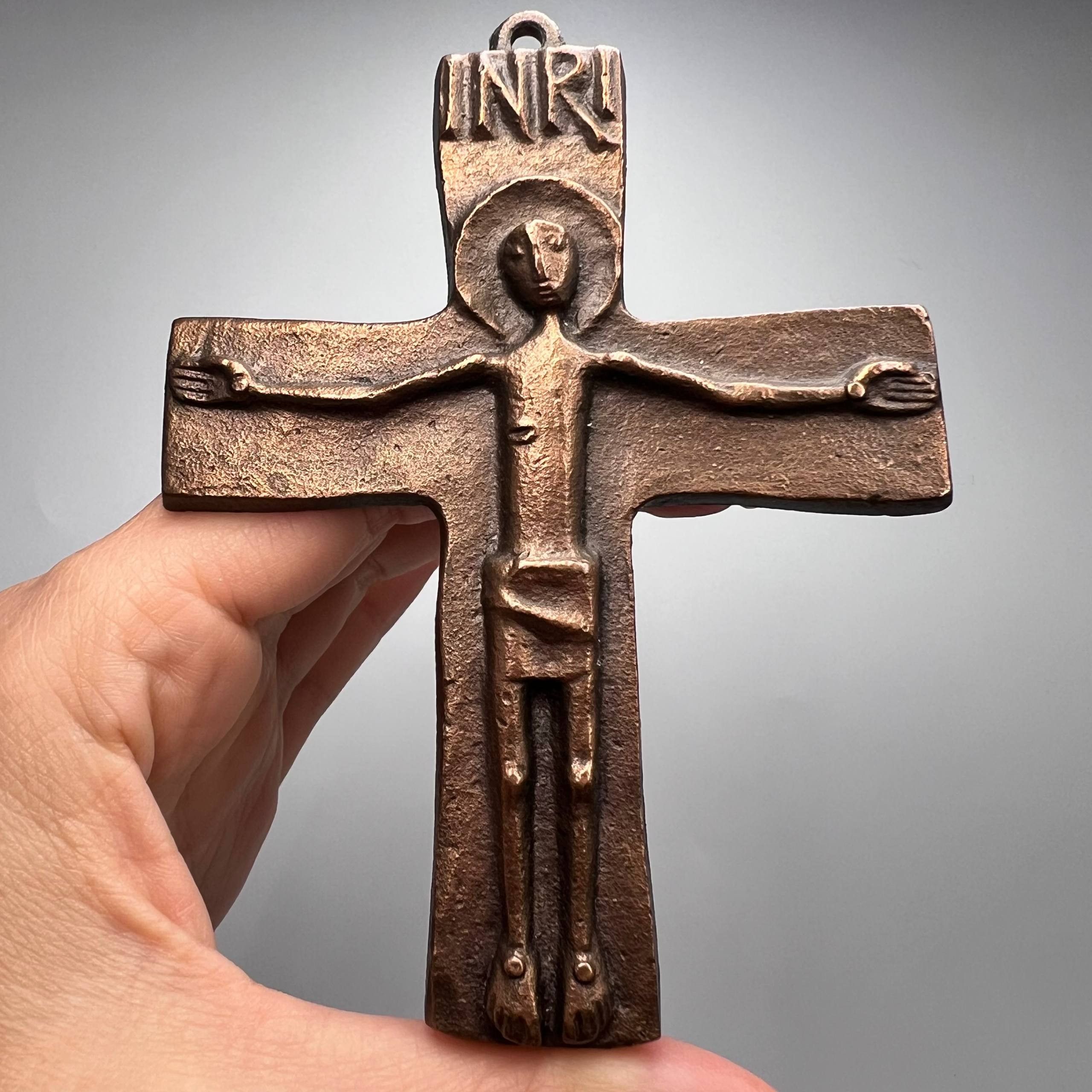 Vintage Vintage 1970s Bronze Wall Crucifix INRI – West Germany Size ONE SIZE - 9 Thumbnail