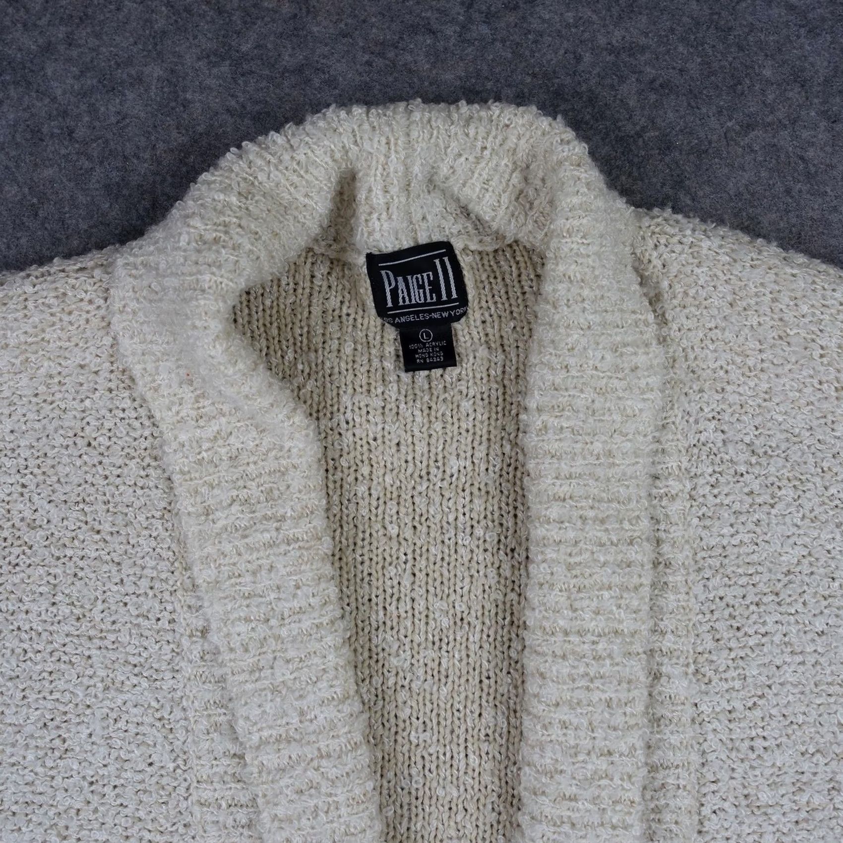 Paige VINTAGE Paige II Sweater Cardigan Womens Large White Chunky Knit Open Pockets Size L / US 10 / IT 46 - 2 Thumbnail