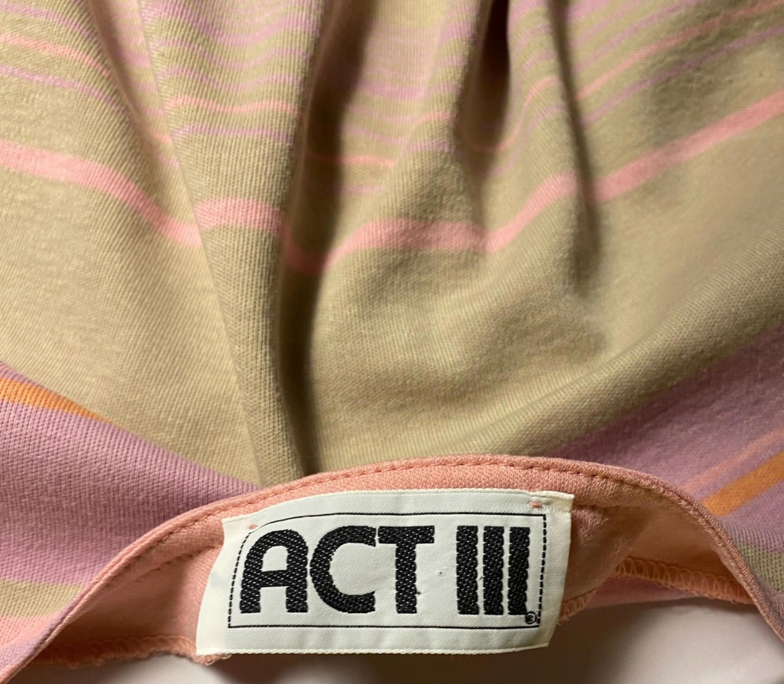 Designer Vintage ACTIII Pink/Grey/Orange Striped SS T-Shirt (B11) Size M / US 6-8 / IT 42-44 - 7 Thumbnail