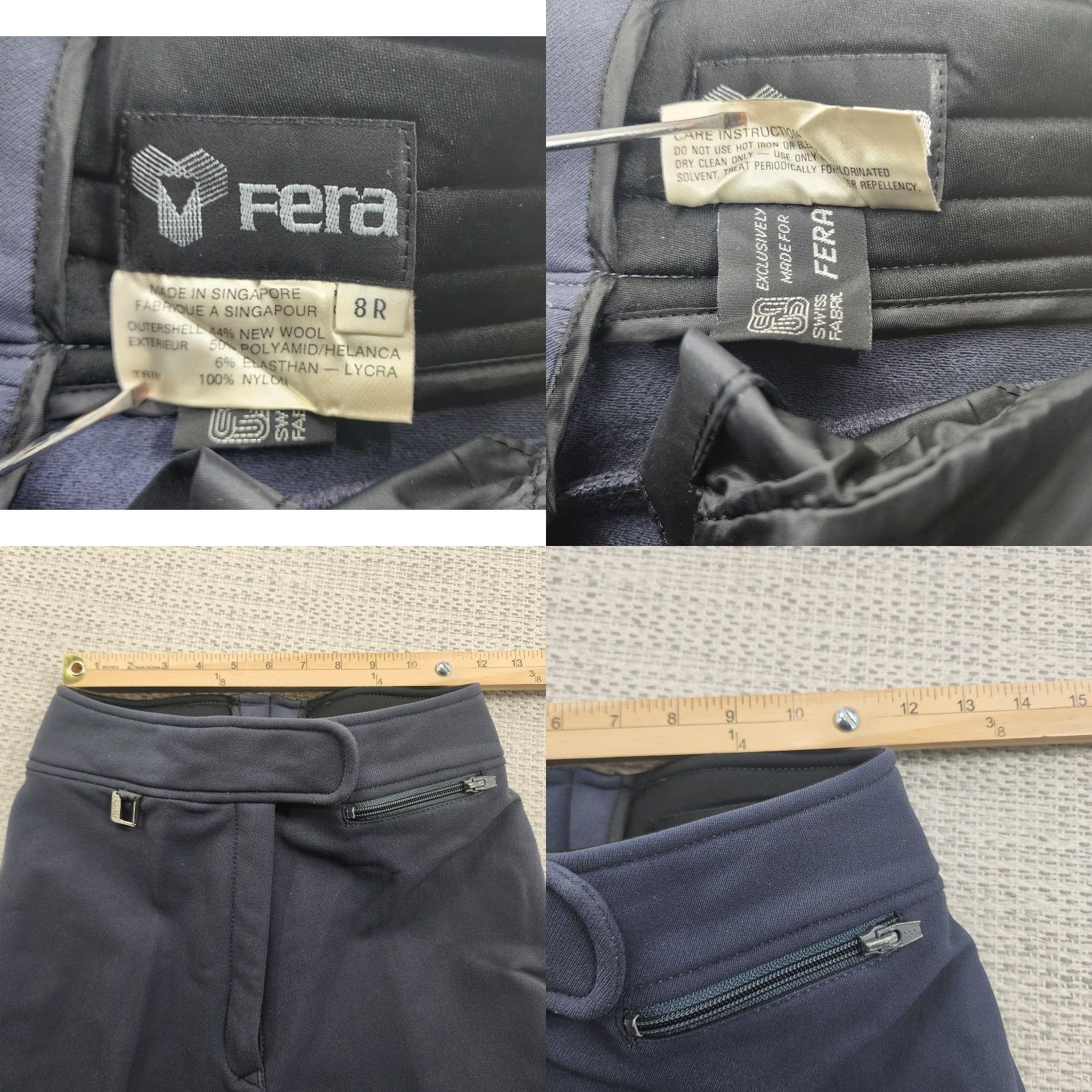 Vintage VINTAGE FERA Ski Pants Womens 8R Gray Wool Blend Bootcut Snow Gaiters Stretch Zip Pocket Size 30" / US 8 / IT 44 - 8 Thumbnail