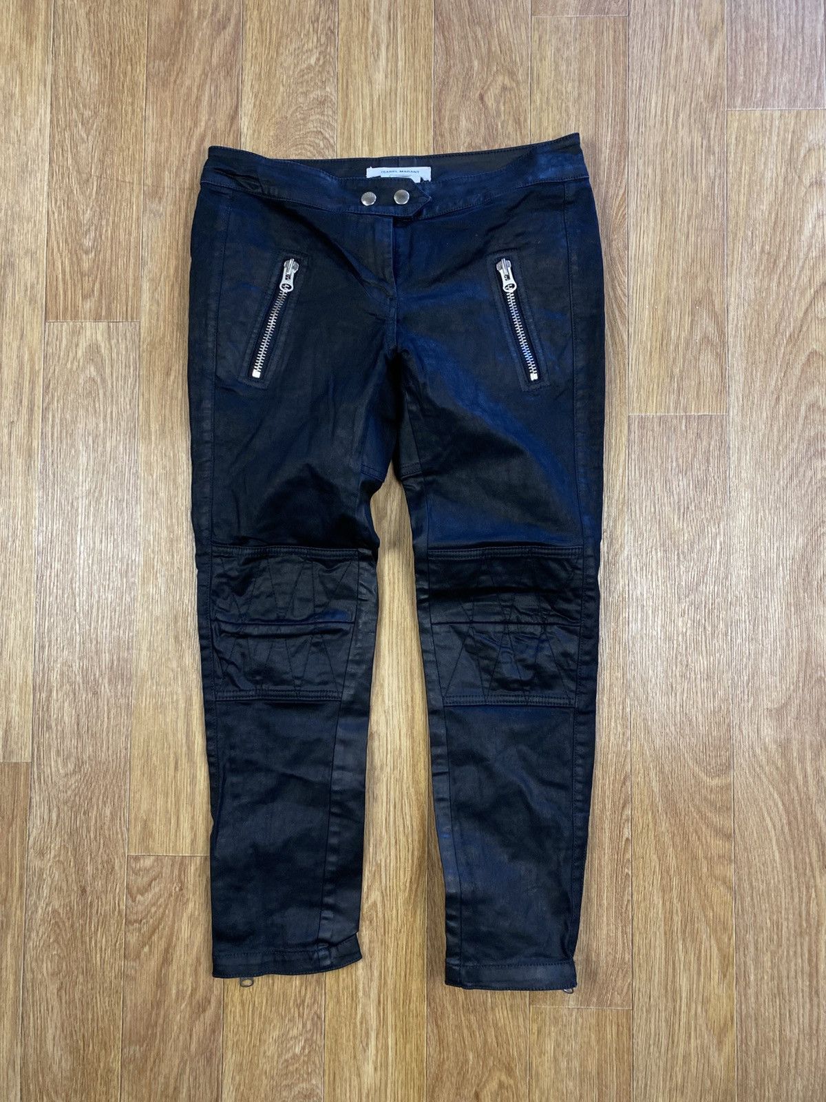 H&M × Isabel Marant Isabel Marant Pour for H&M Black Waxed Biker Pants size US 6 Size 28" / US 6 / IT 42 - 1 Thumbnail