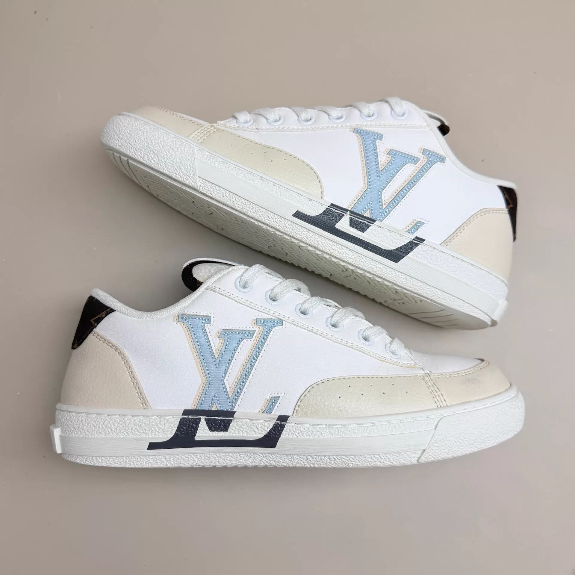 Louis Vuitton LV Charlie White Blue Logo Sneakers 37 95 New Size US 6.5 / IT 36.5 - 4 Thumbnail