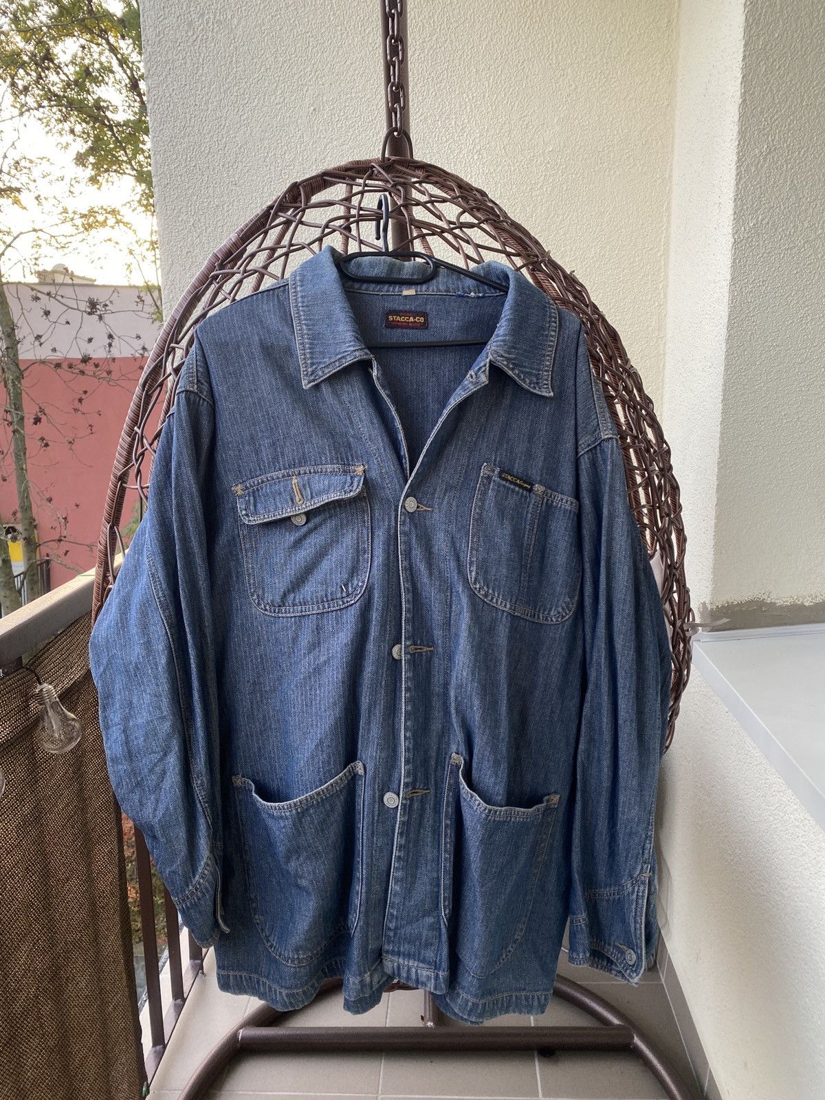Vintage Vintage ultra rare workwear denim stacca co. long jacket Size US XL / EU 56 / 4 - 1 Thumbnail