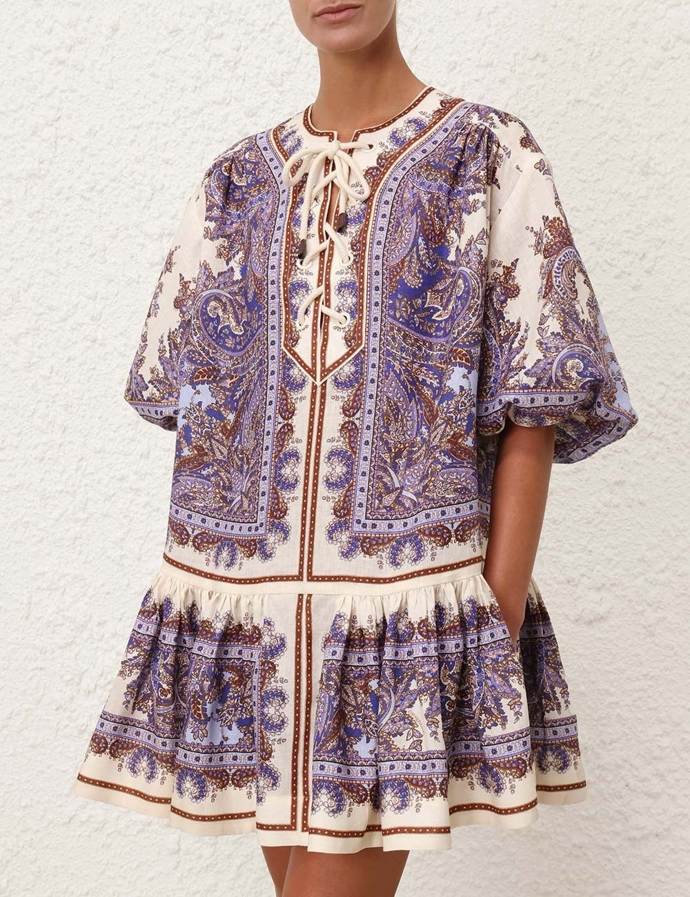 Zimmermann oc11z0525 Ottie Eyelet Mini Dress in Multicolor Size S / US 4 / IT 40 - 2 Thumbnail