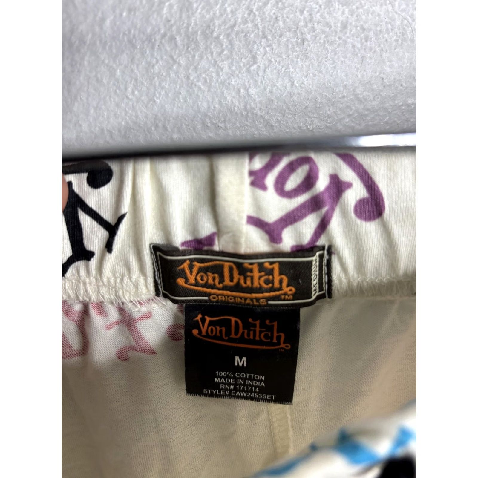 Von Dutch Von Dutch Pants Mens M White Logo Print Lounge Pajama Cotton Sleepwear Size US 31 - 4 Thumbnail