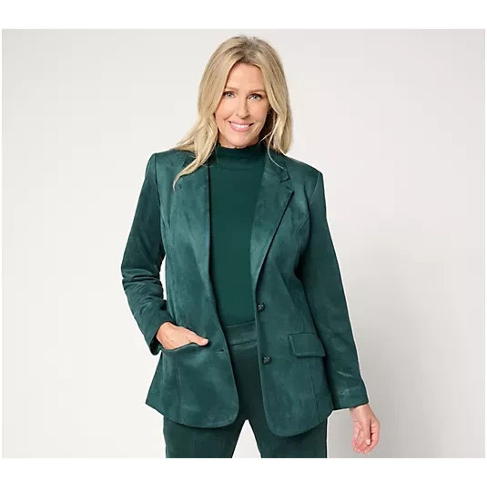 Isaac Mizrahi Isaac Mizrahi Live Estate Faux Sued Blazer Petite 1X A664243 Size XL / US 12-14 / IT 48-50 - 1 Thumbnail