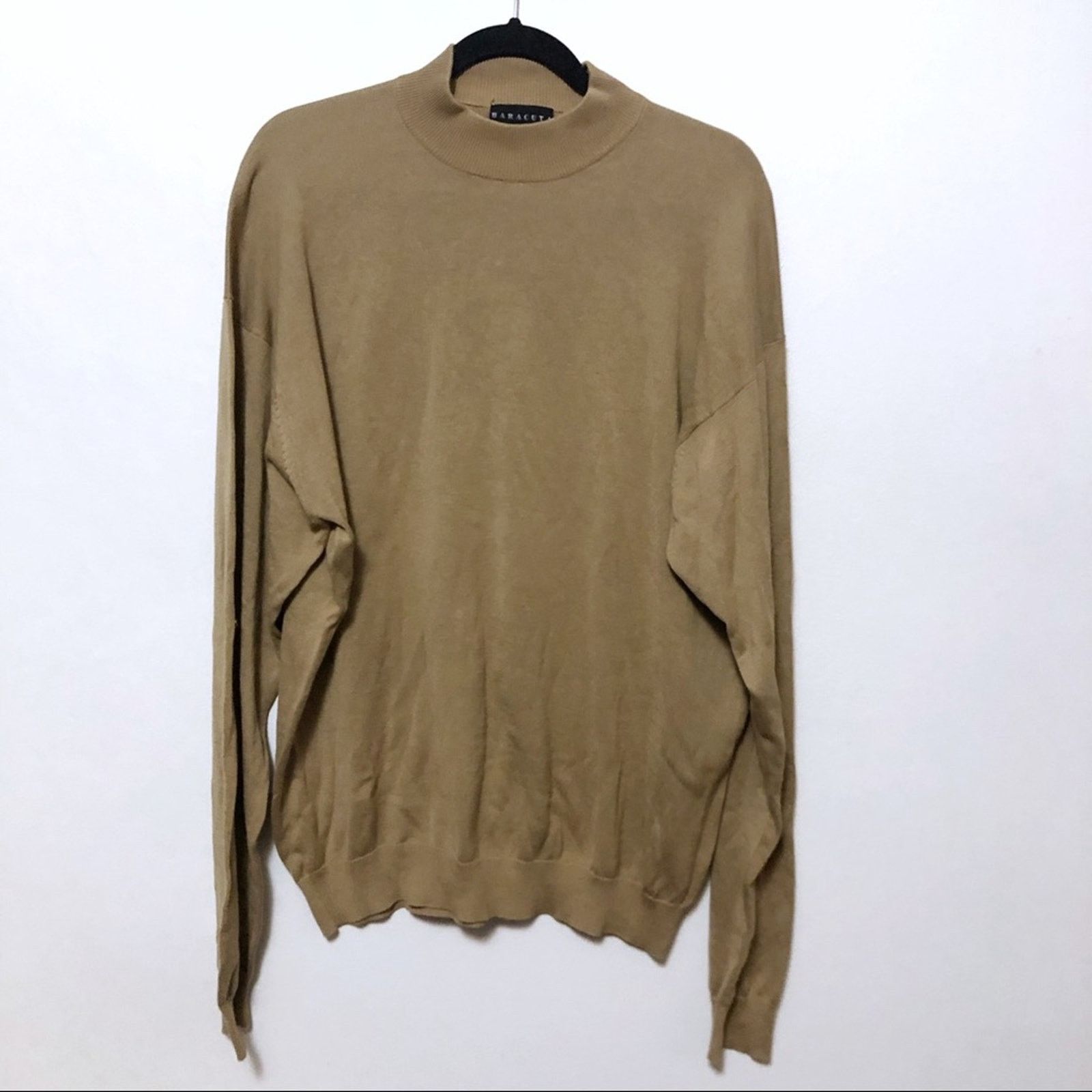 Baracuta Baracuta Men’s size XL tan mockneck sweater silk cotton knit Size US XL / EU 56 / 4 - 1 Thumbnail