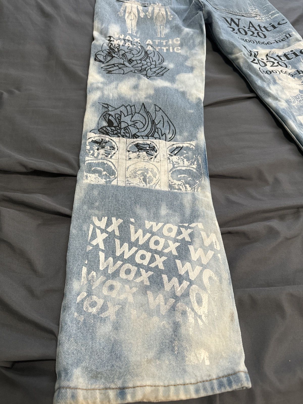 Vintage Wax Attic 1/1 Washed Denim Yu-Gi-Oh Jeans Size US 32 / EU 48 - 8 Thumbnail