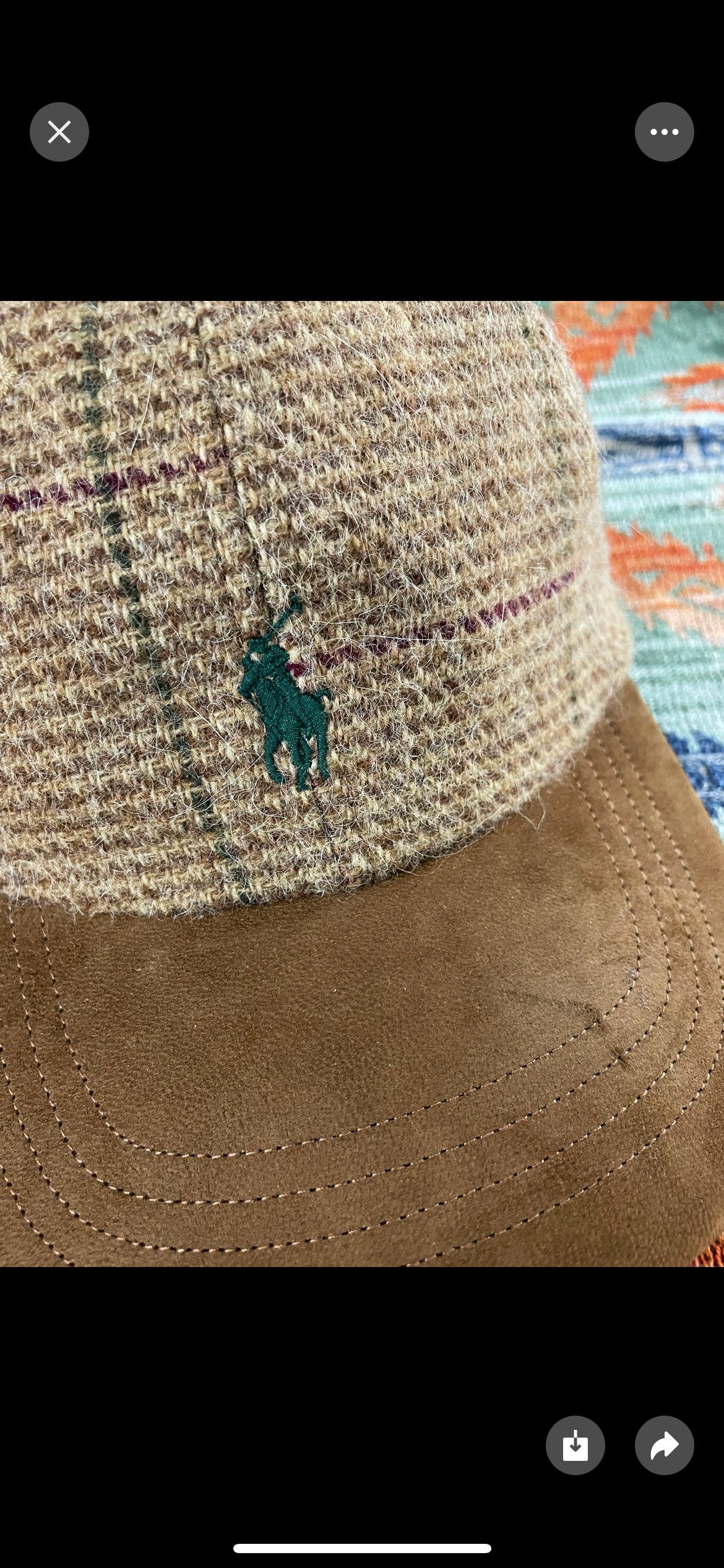 Polo Ralph Lauren Polo Ralph Lauren Lamb Wool Tweed Leather Baseball Hat Cap Size ONE SIZE - 2 Thumbnail