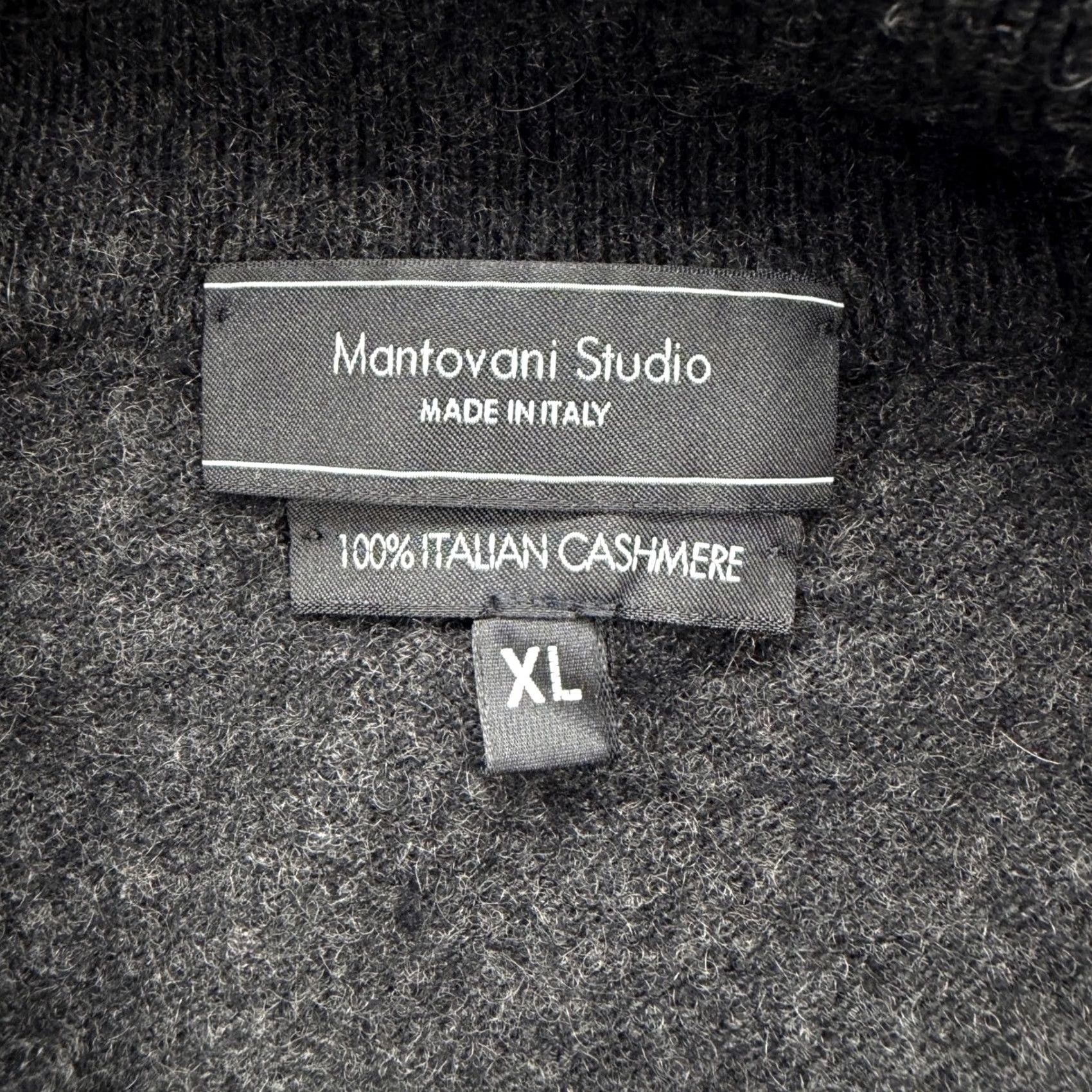 Vintage Mantovani Studio Sweater Charcoal XL Mock Neck Quarter Zip 100% Italian Cashmere Men Knit Pullover Size US XL / EU 56 / 4 - 3 Thumbnail