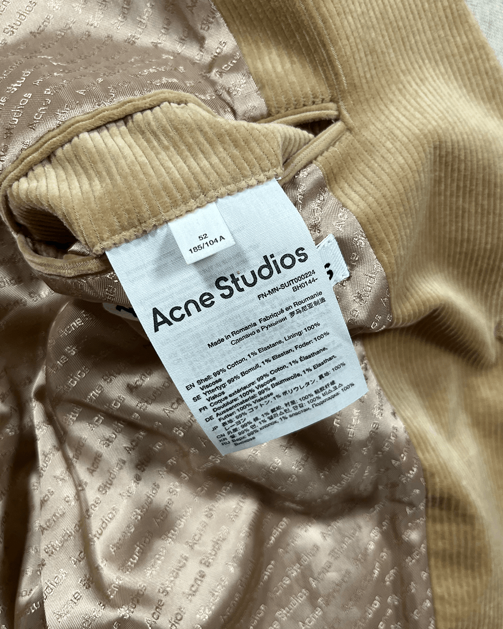 Acne Studios Acne Studios Tan Cord Suit Size 52R - 9 Thumbnail