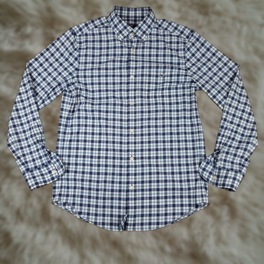Vineyard Vines Vineyard Vines Shirt Mens Small Blue Plaid Nylon Button Long Sleeve Size US S / EU 44-46 / 1 - 1 Thumbnail