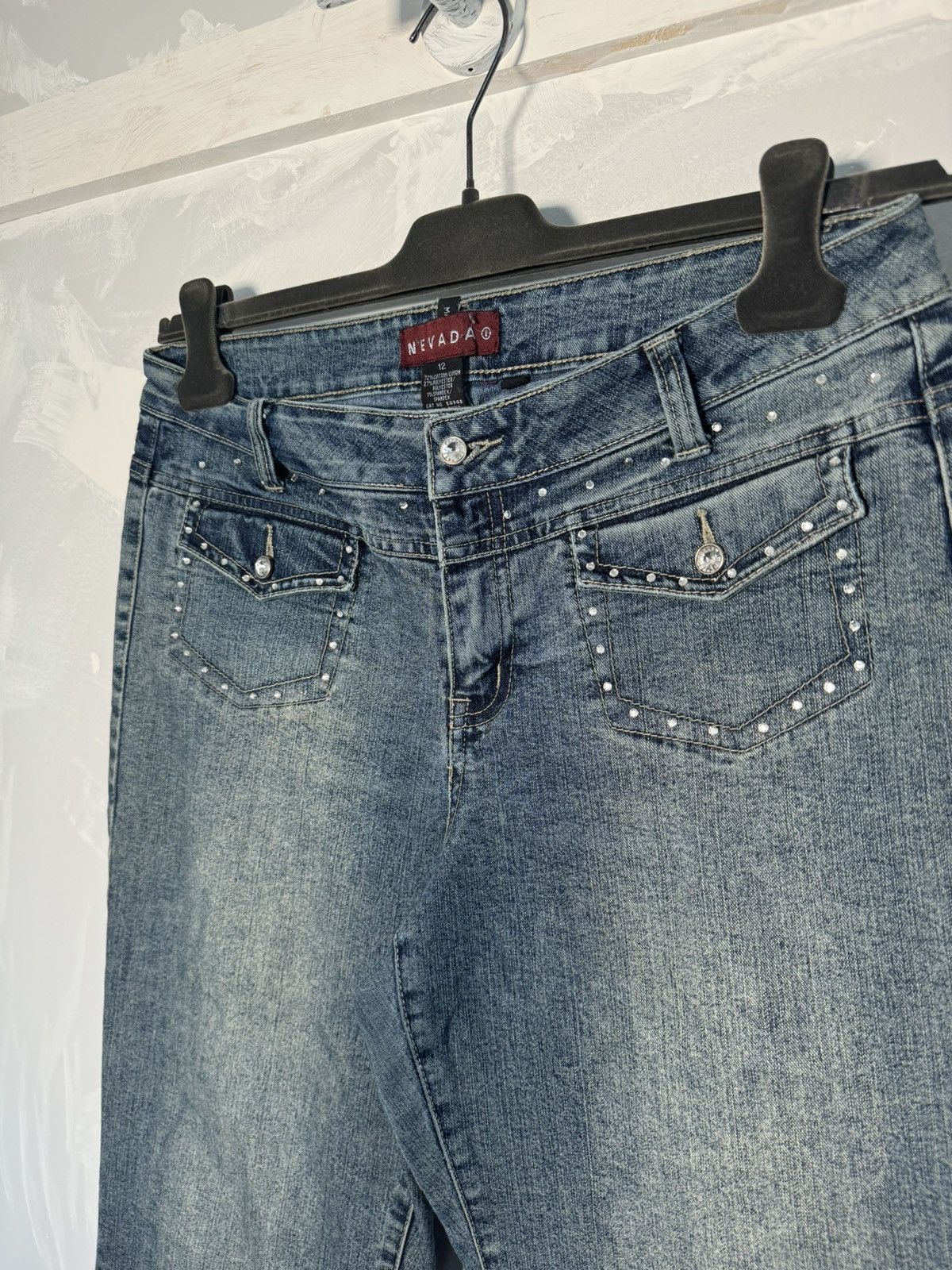 Japanese Brand × Vintage Nevada Diamond "Paris Hilton" Flared Bootcut Denim Jeans Size US 30 / EU 46 - 5 Thumbnail
