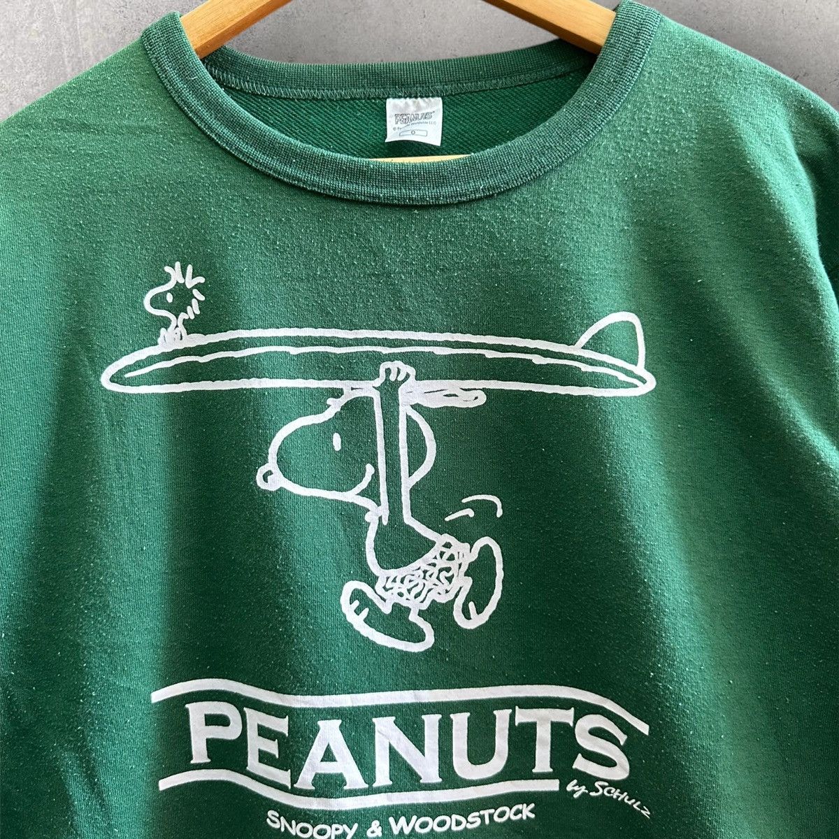 Peanuts × Vintage Vintage Peanut X Snoopy&Woodstock Green Crewneck Sweatshirt Size US M / EU 48-50 / 2 - 2 Thumbnail