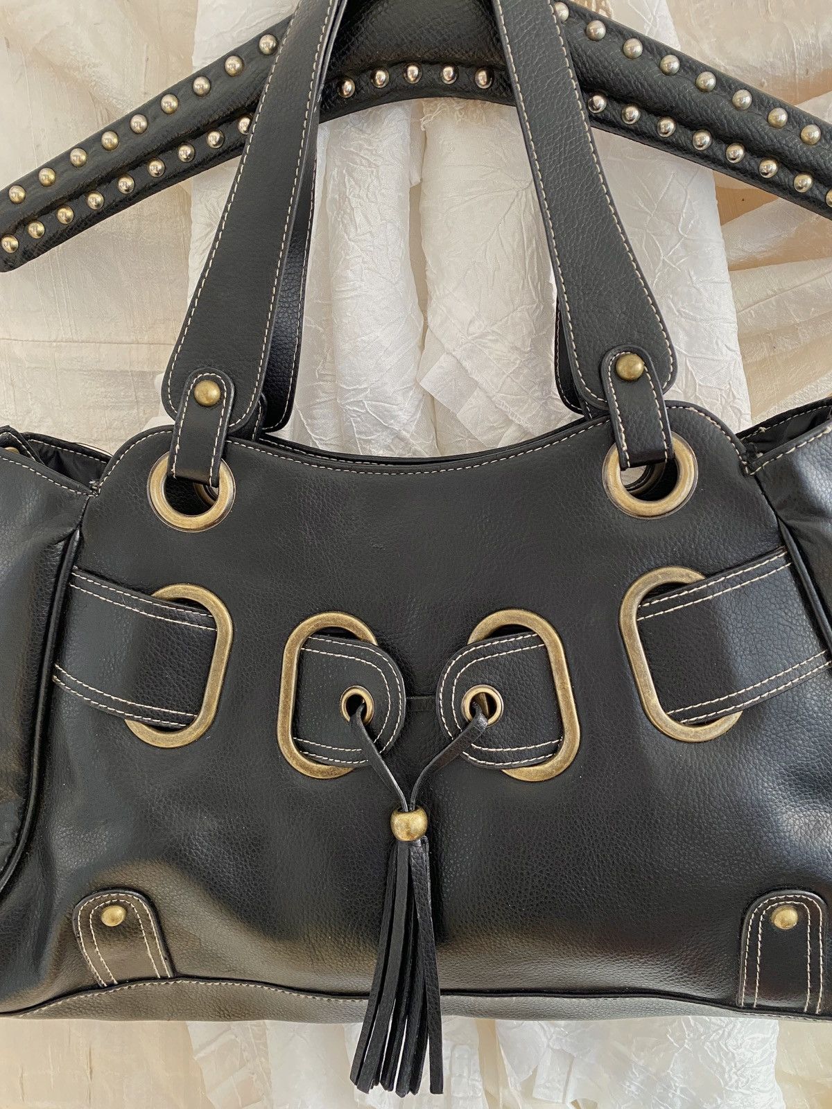 Vintage Vintage leatherette black tote shoulder bag Size ONE SIZE - 4 Thumbnail
