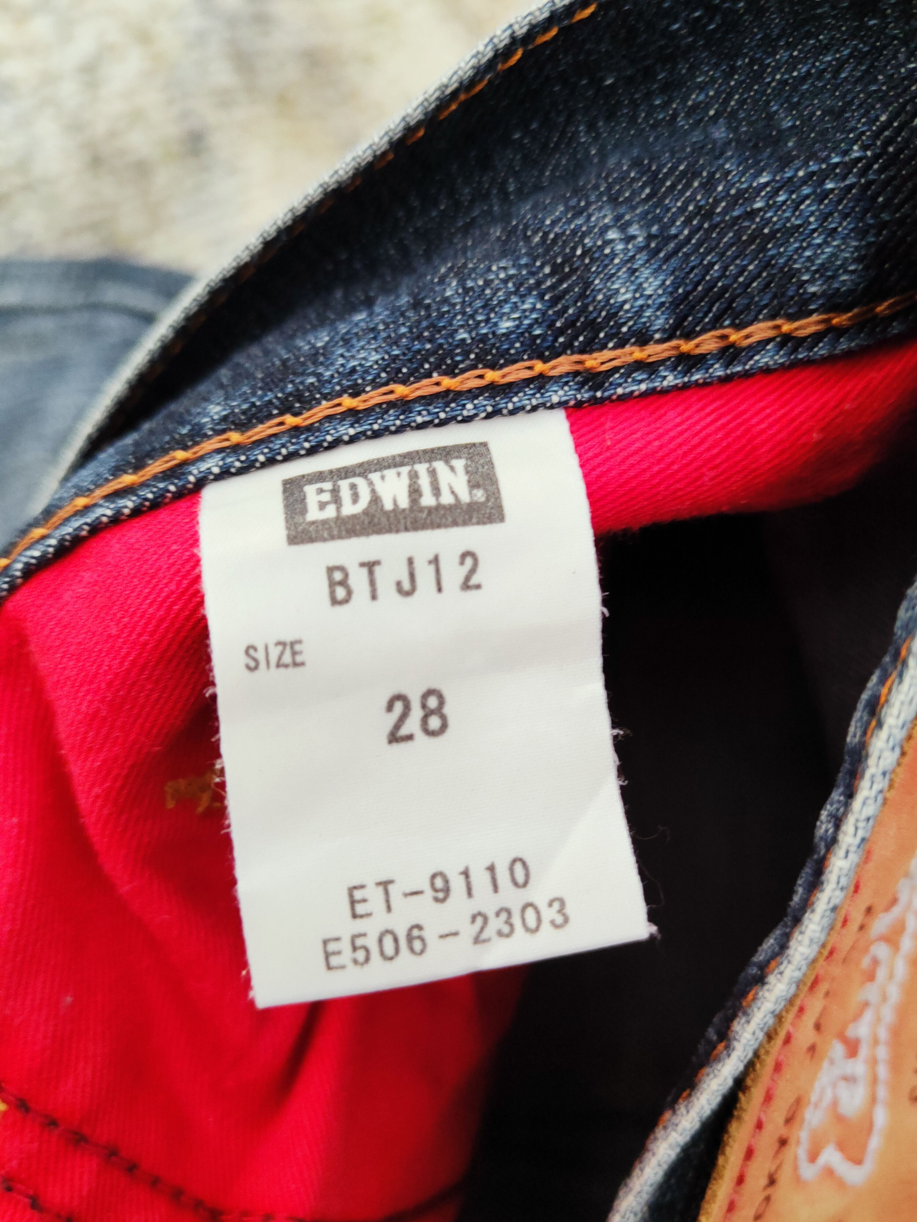 Edwin × Vintage SPECIAL OFFER 💥 Edwin Dark Blue Distressed Ripped Jeans Size 31" - 17 Thumbnail