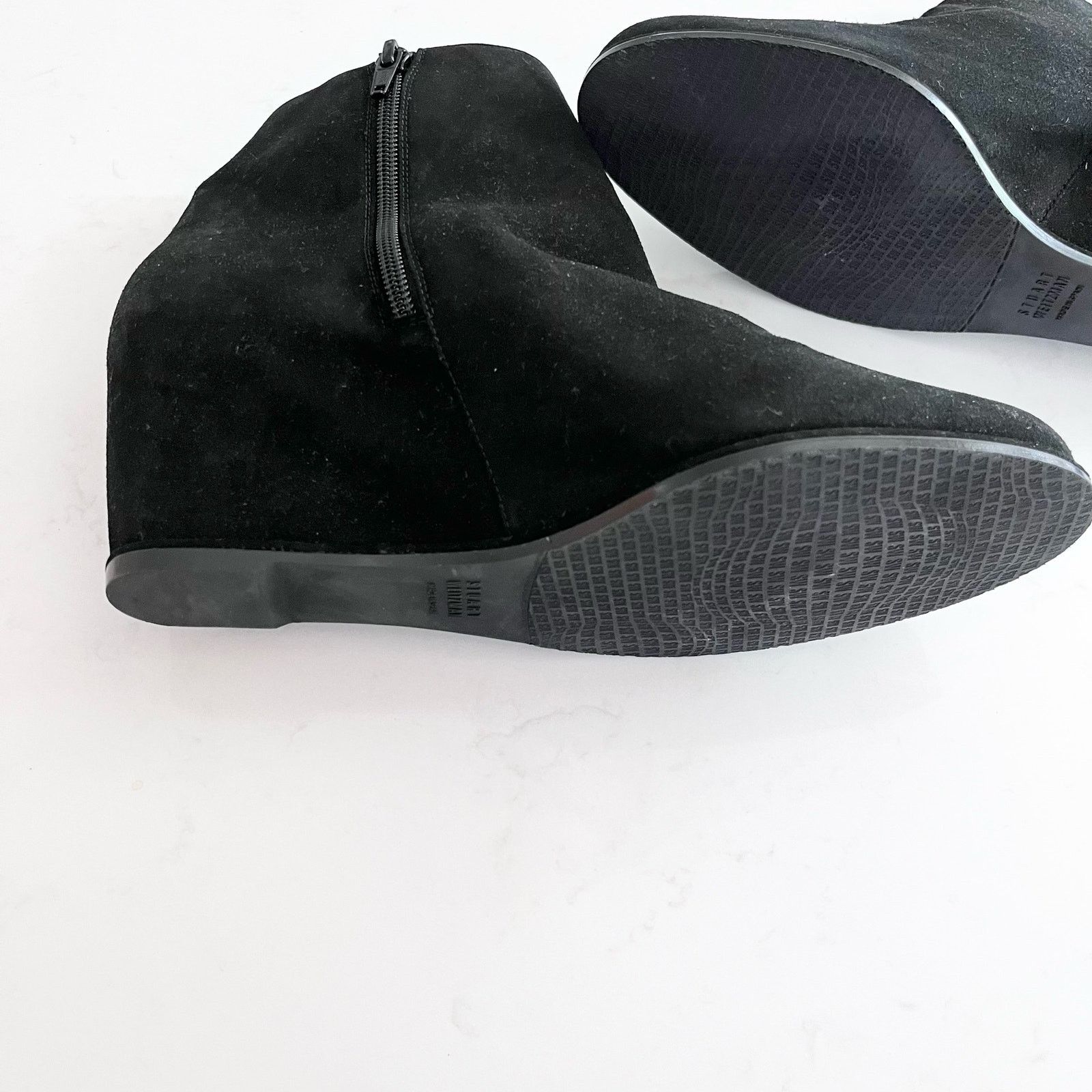 Stuart Weitzman STUART WEITZMAN black 'Sidetrack' suede wedge ANKLE BOOTS Size US 8.5 / IT 38.5 - 5 Thumbnail