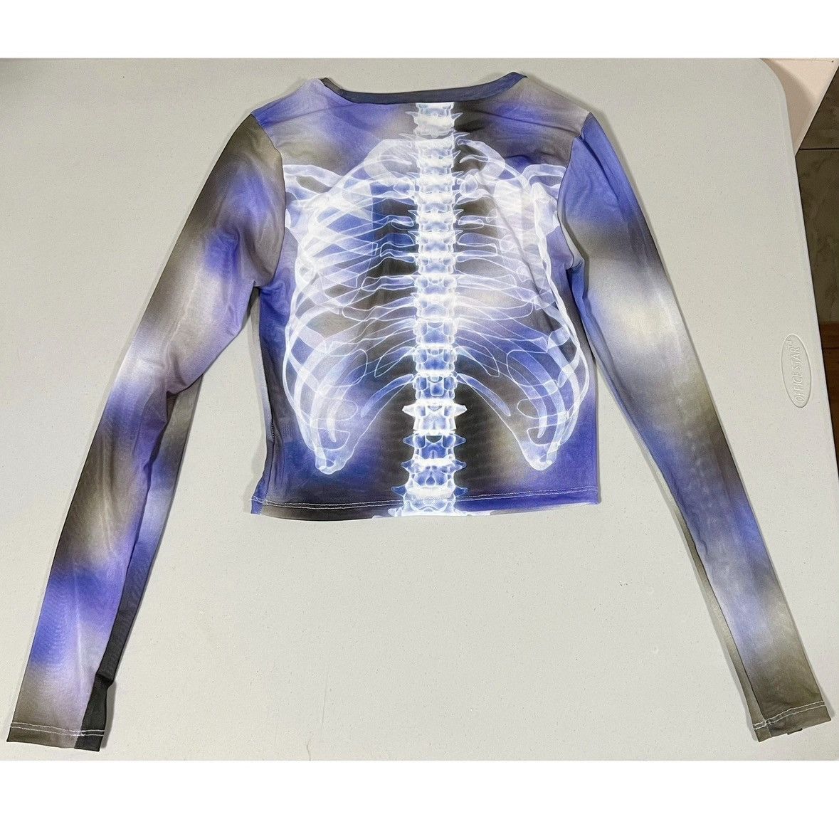 Windsor Smith Blue Skeleton Bones Long Sleeve Shirt Top Blouse Size S 💙✨ Size S / US 4 / IT 40 - 4 Thumbnail