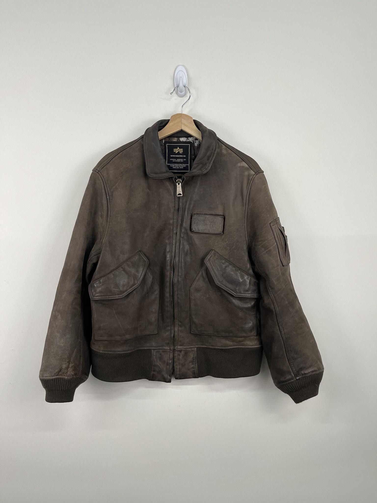 image of Vintage Alpha Industries Inc. Leather Pilot Jacket in Brown, Men's (Size Large)