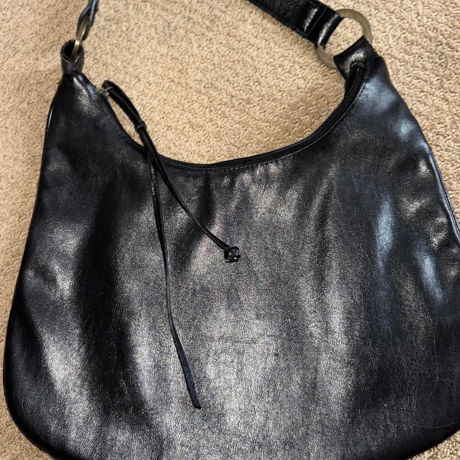 Other Black faux leather slouchy hobo bag Size ONE SIZE - 5 Thumbnail