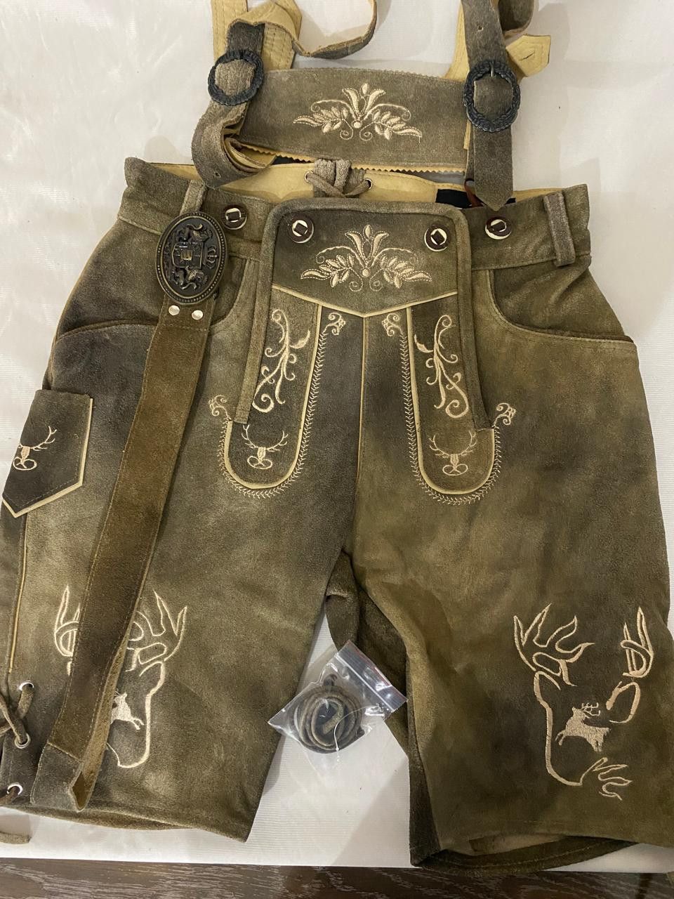 Men's suede lederhosen 'Klose' with Waist Belt