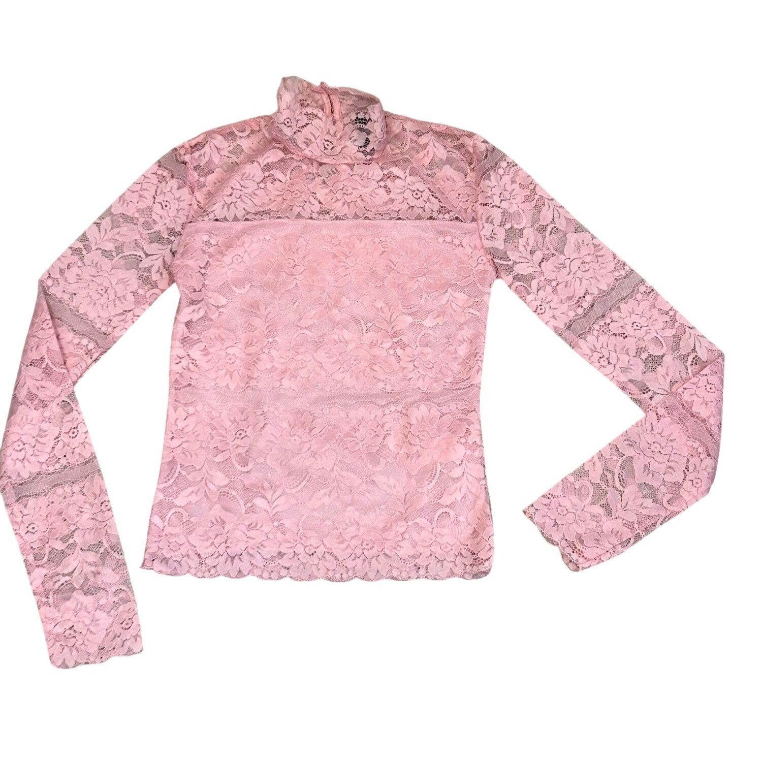 Other Mock Neck Pink Floral Lace Top S Juniors Long Sleeve Dressy Size S / US 4 / IT 40 - 17 Thumbnail