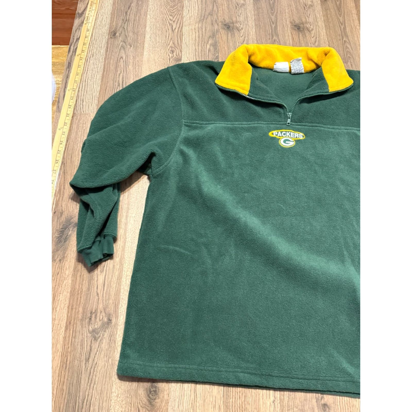Vintage The Edge Sweater Men's XL Green Yellow Green Bay Packers Pullover 1/4 Zip Fleece Regular Knit Style Long Sleeve 1/4 Zip Logo Pu llover Size US XL / EU 56 / 4 - 3 Thumbnail
