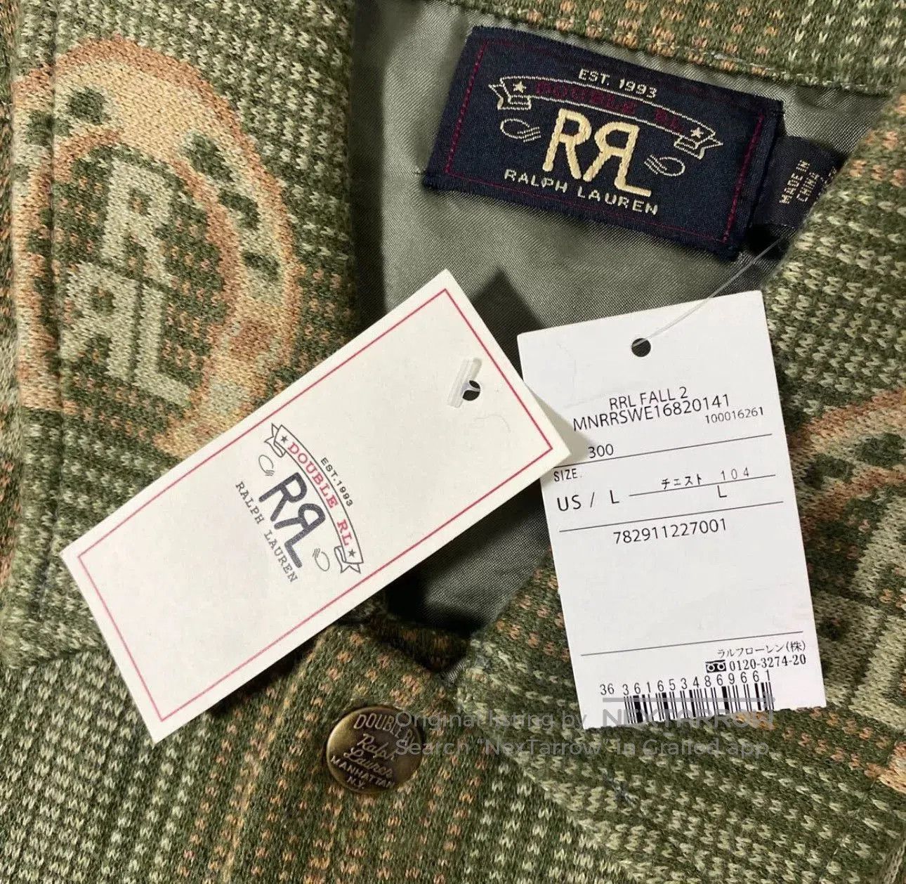 RRL Ralph Lauren Ralph Lauren Long Sleeve Printed Cotton Shirt. Size US L / EU 52-54 / 3 - 6 Thumbnail