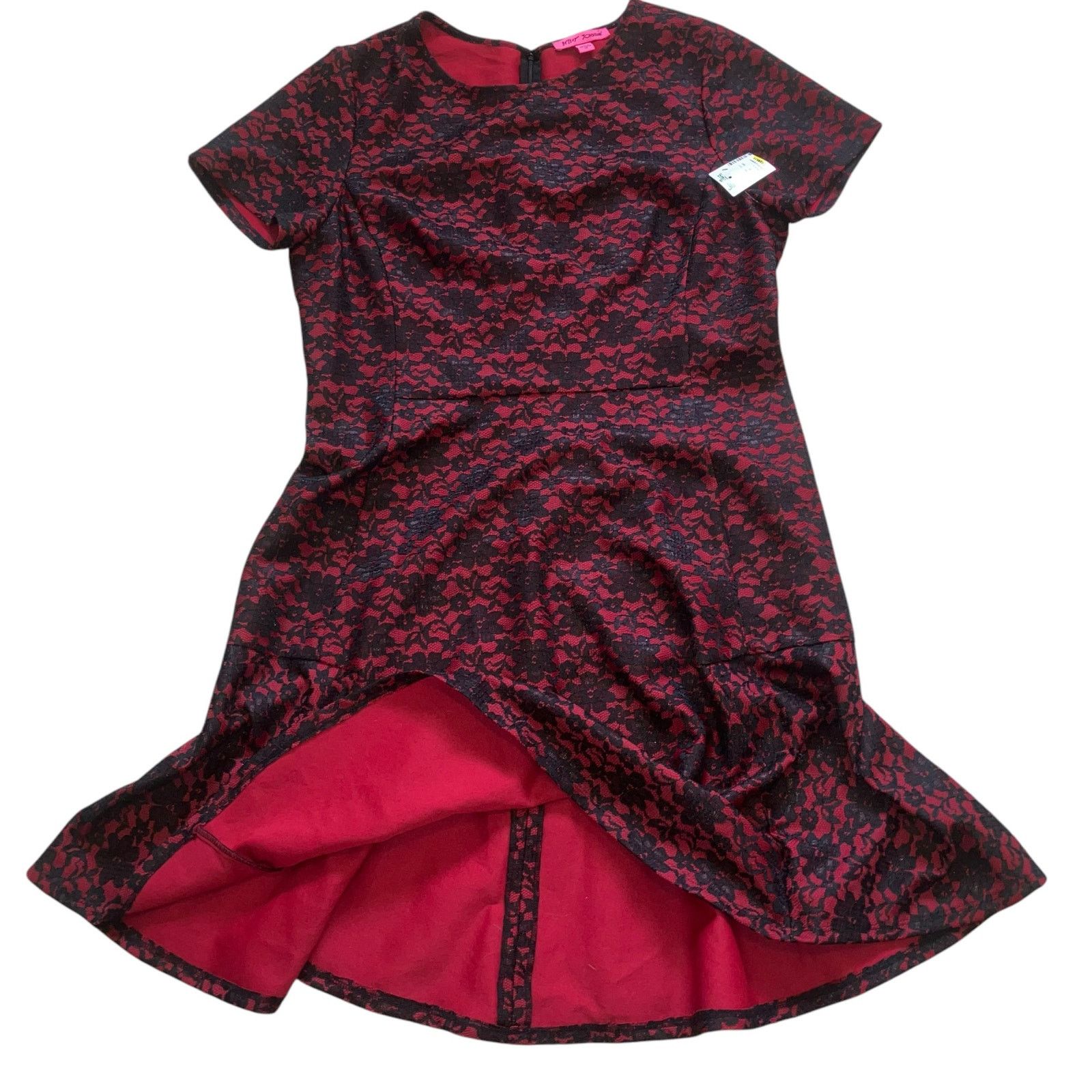 NWT Betsey Johnson Red and Black Lace Fit and Flare Dress-14