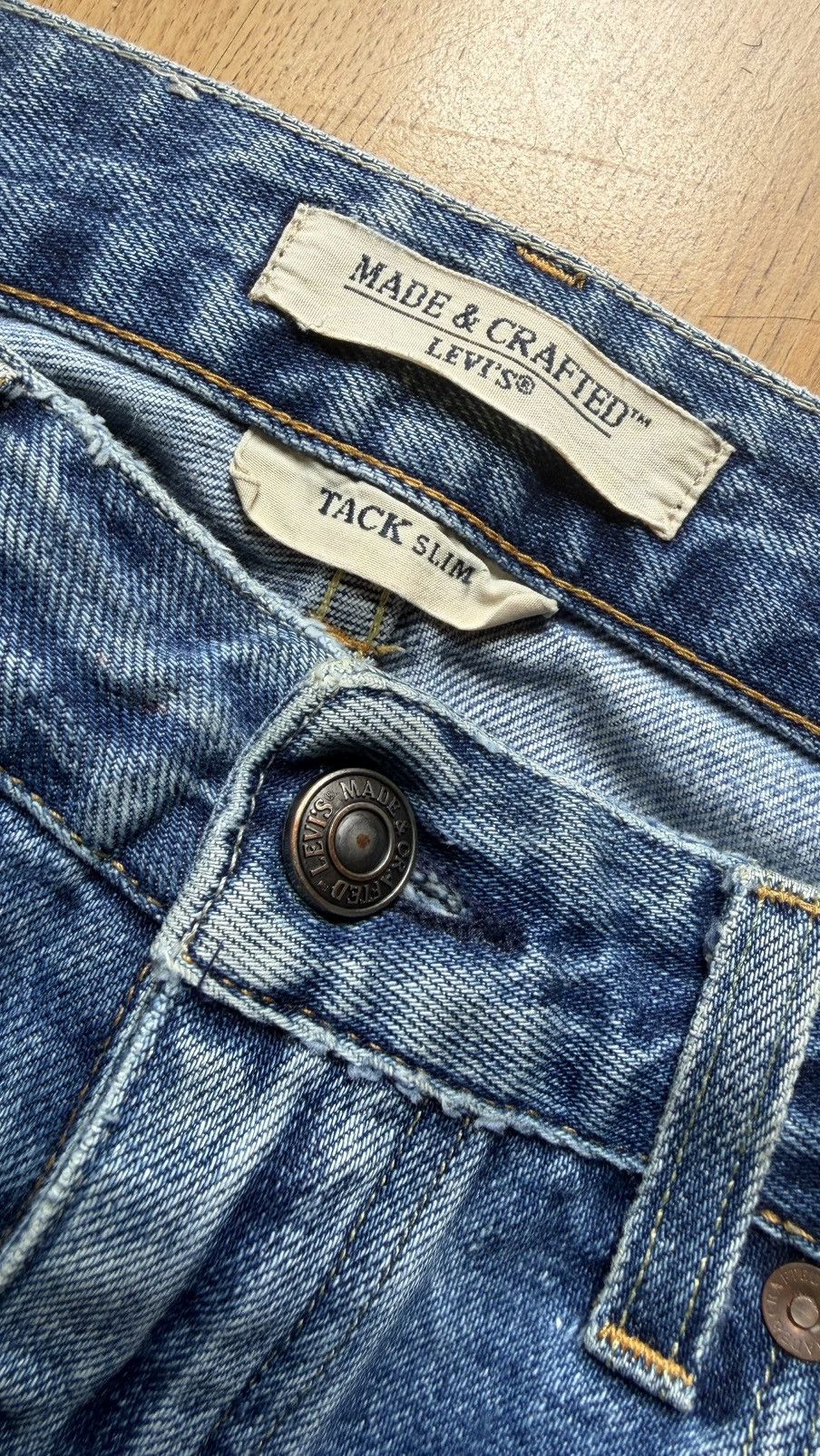 Levi's Made & Crafted LEVI’S Made & Crafted Slim Distressed Denim Jeans 33 Boho Size US 33 - 3 Thumbnail