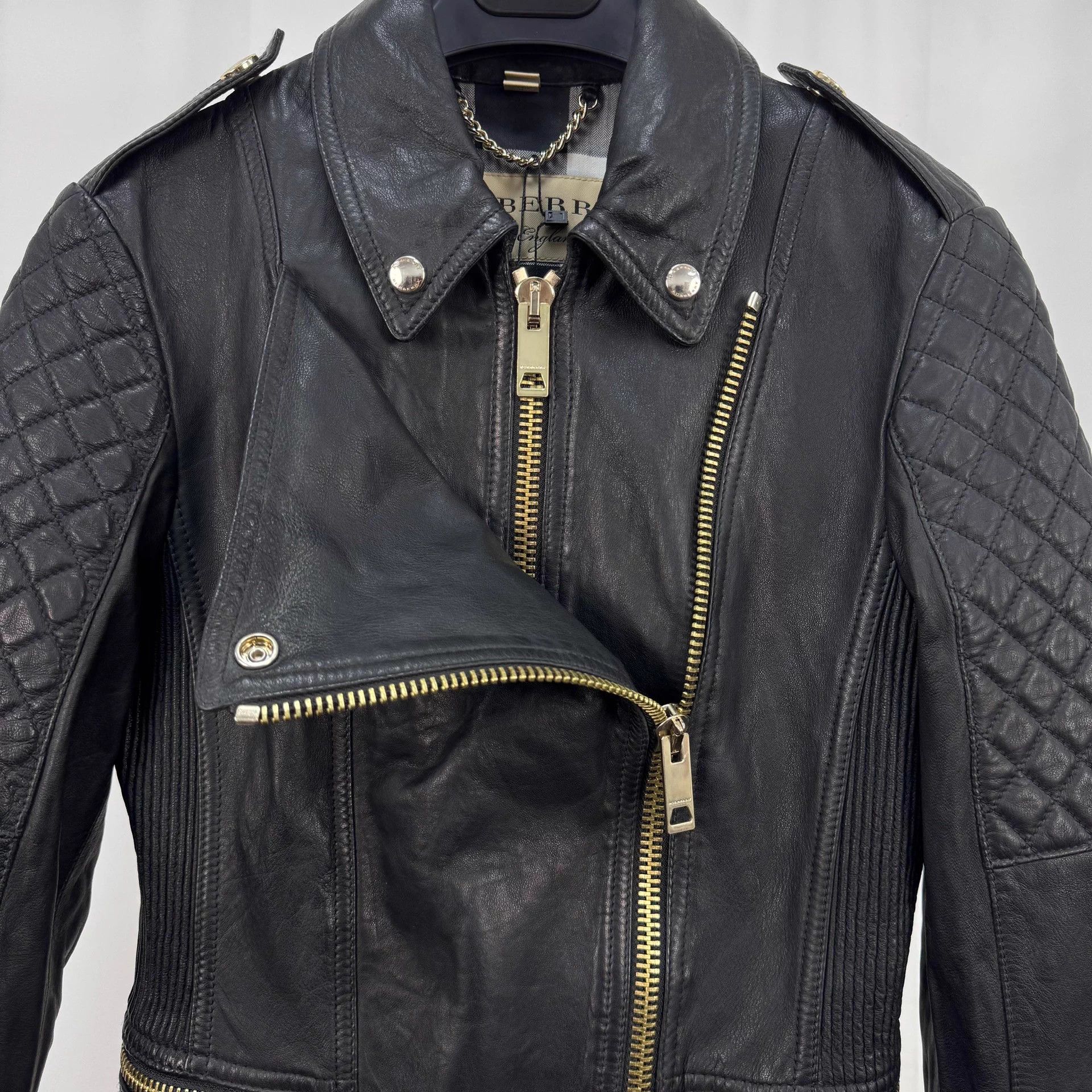 Burberry Burberry Lambskin Biker Jacket UK8 95% Lining Stained Size S / US 4 / IT 40 - 3 Thumbnail