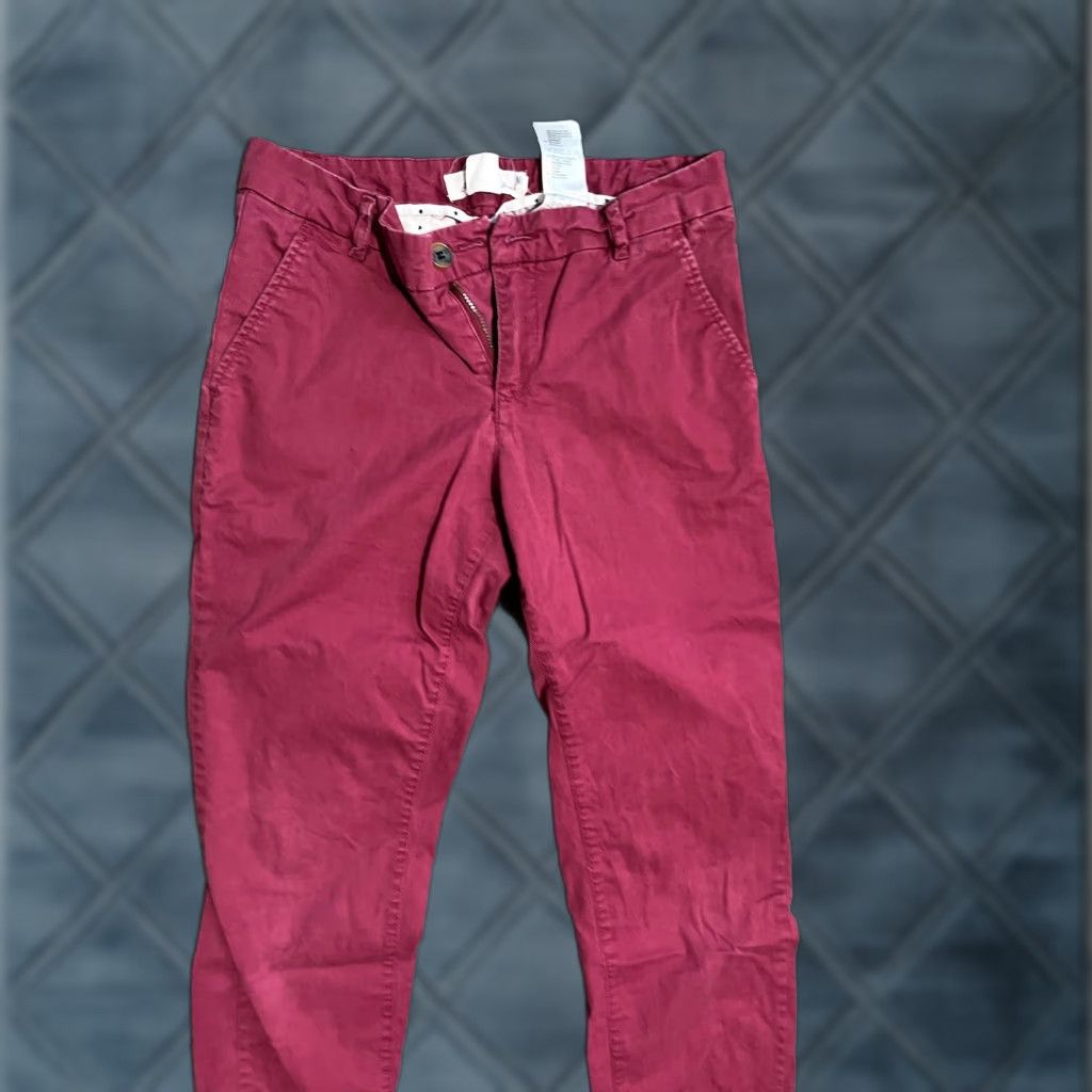 H&M H&M Womens Pants Chino Style Skinny Leg 4 Pocket Maroon Red Button Zipper Pockets Casual Vintage No Size 27" / US 4 / IT 40 - 1 Thumbnail