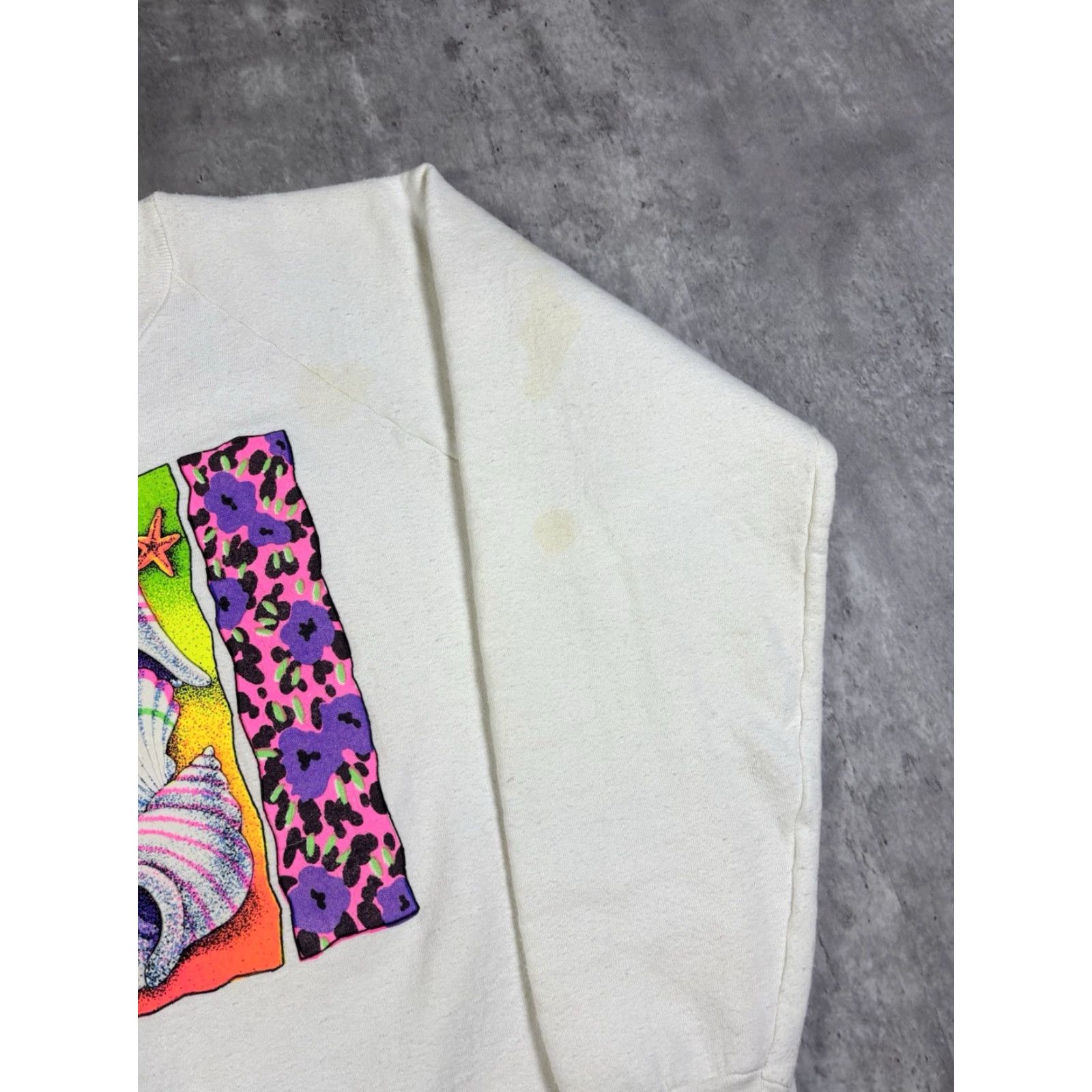 Fruit Of The Loom VINTAGE Seashell Beach White Sweatshirt Crewneck XL Men Cotton Blend Fleece Graphic Print Logo 80s 90s Beach Pullover Size US XL / EU 56 / 4 - 4 Thumbnail