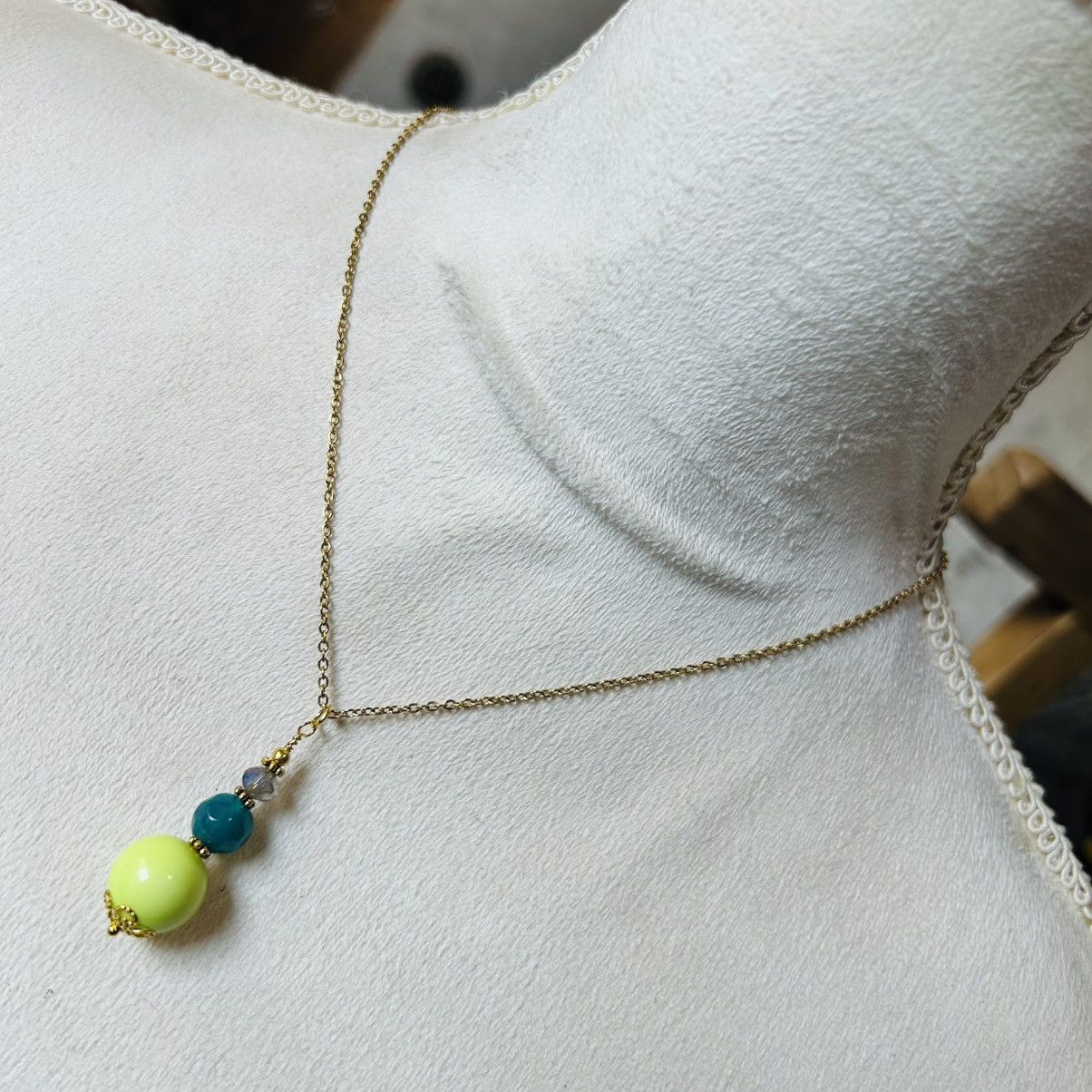 Handmade Handcrafted faceted crystal green chalcedony drop necklace Size ONE SIZE - 2 Thumbnail